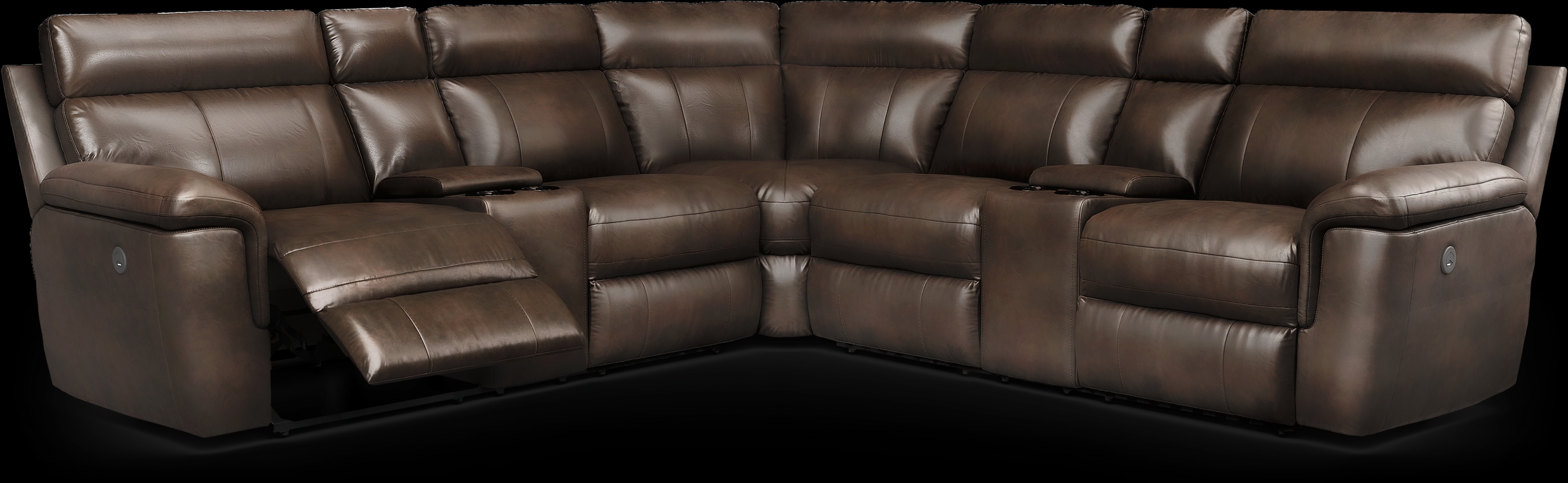 Trafalgar Square Mahogany Leather 10 Pc Power Reclining Sectional Living Room - Thumbnail - Image 3