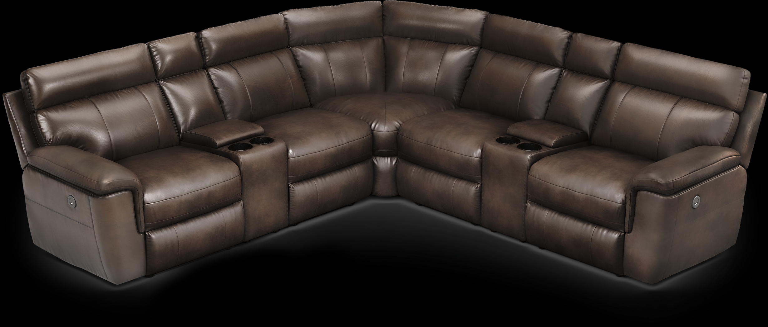 Trafalgar Square Mahogany Leather 10 Pc Power Reclining Sectional Living Room - Thumbnail - Image 4