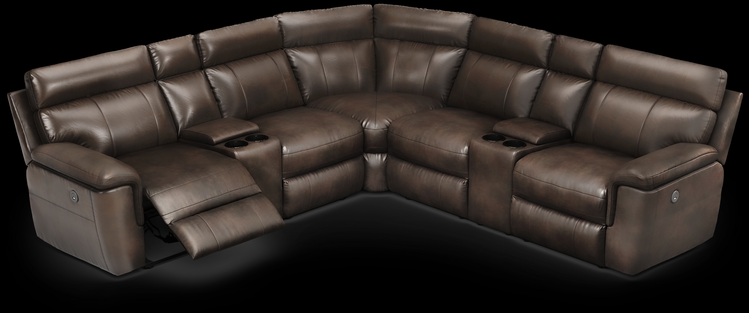 Trafalgar Square Mahogany Leather 10 Pc Power Reclining Sectional Living Room - Thumbnail - Image 5