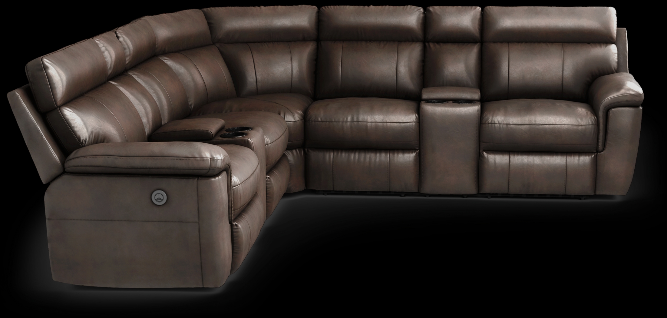 Trafalgar Square Mahogany Leather 10 Pc Power Reclining Sectional Living Room - Thumbnail - Image 6