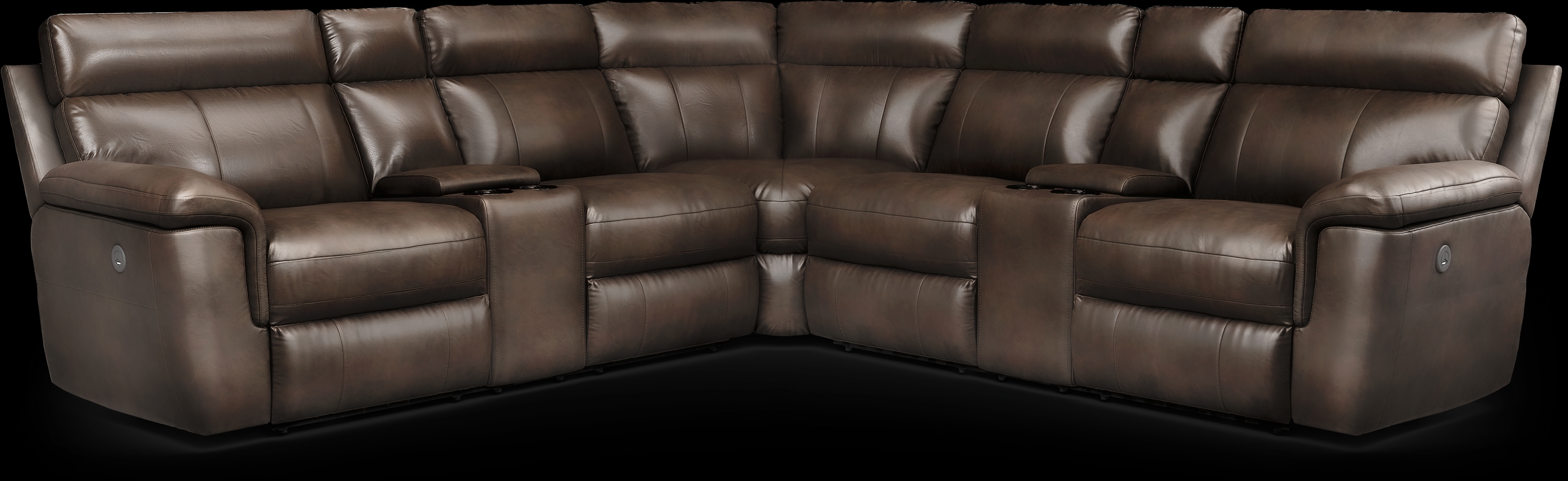 Trafalgar Square Mahogany Leather 10 Pc Power Reclining Sectional Living Room - Thumbnail - Image 2