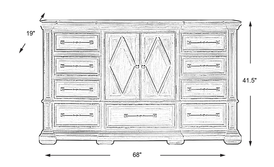 Dimension Image. Please refer to the Dimension Tab on this page for dimension details.