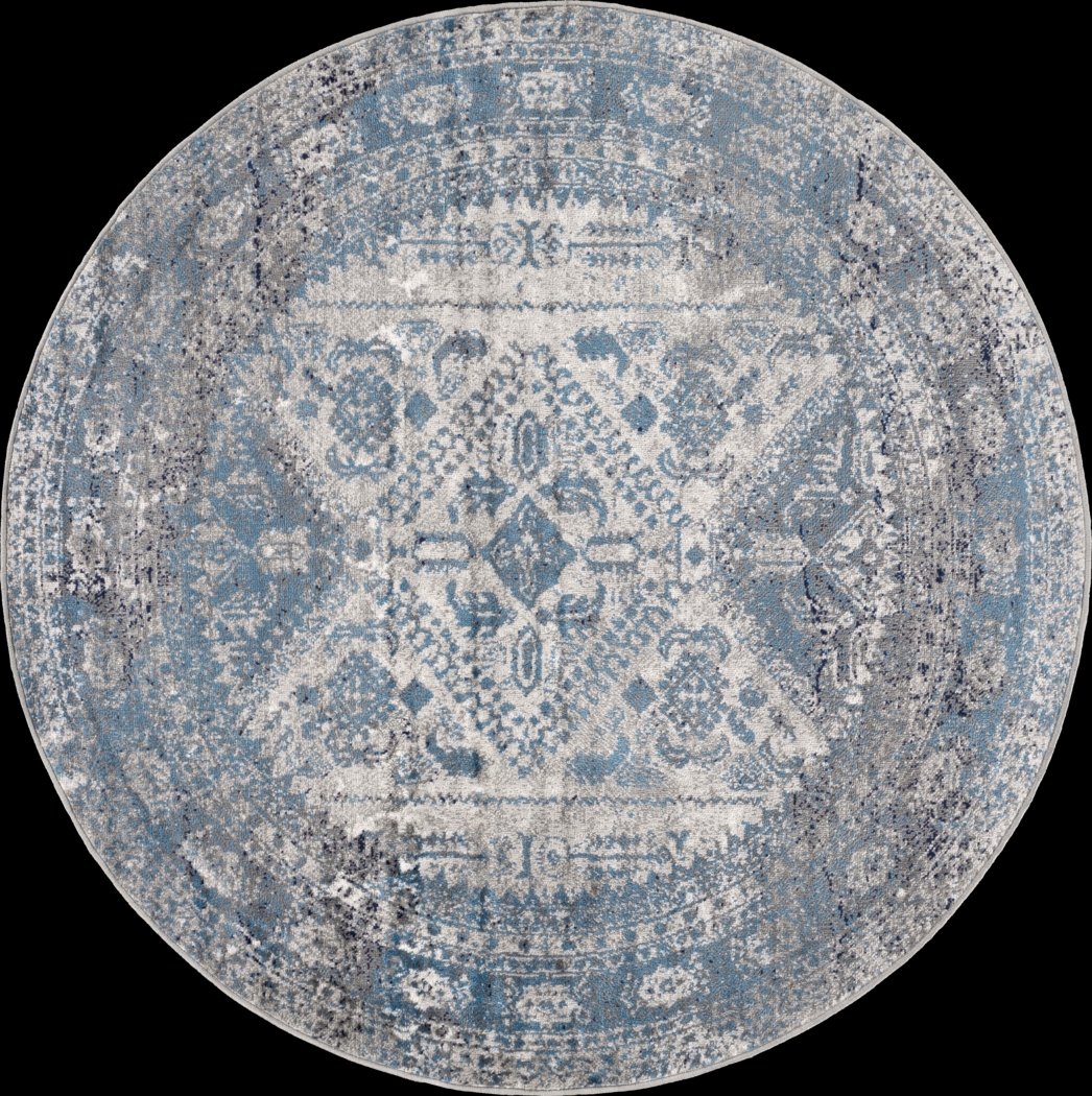 Transcom II Gray 5'3 Round Rug - Thumbnail - Image 1