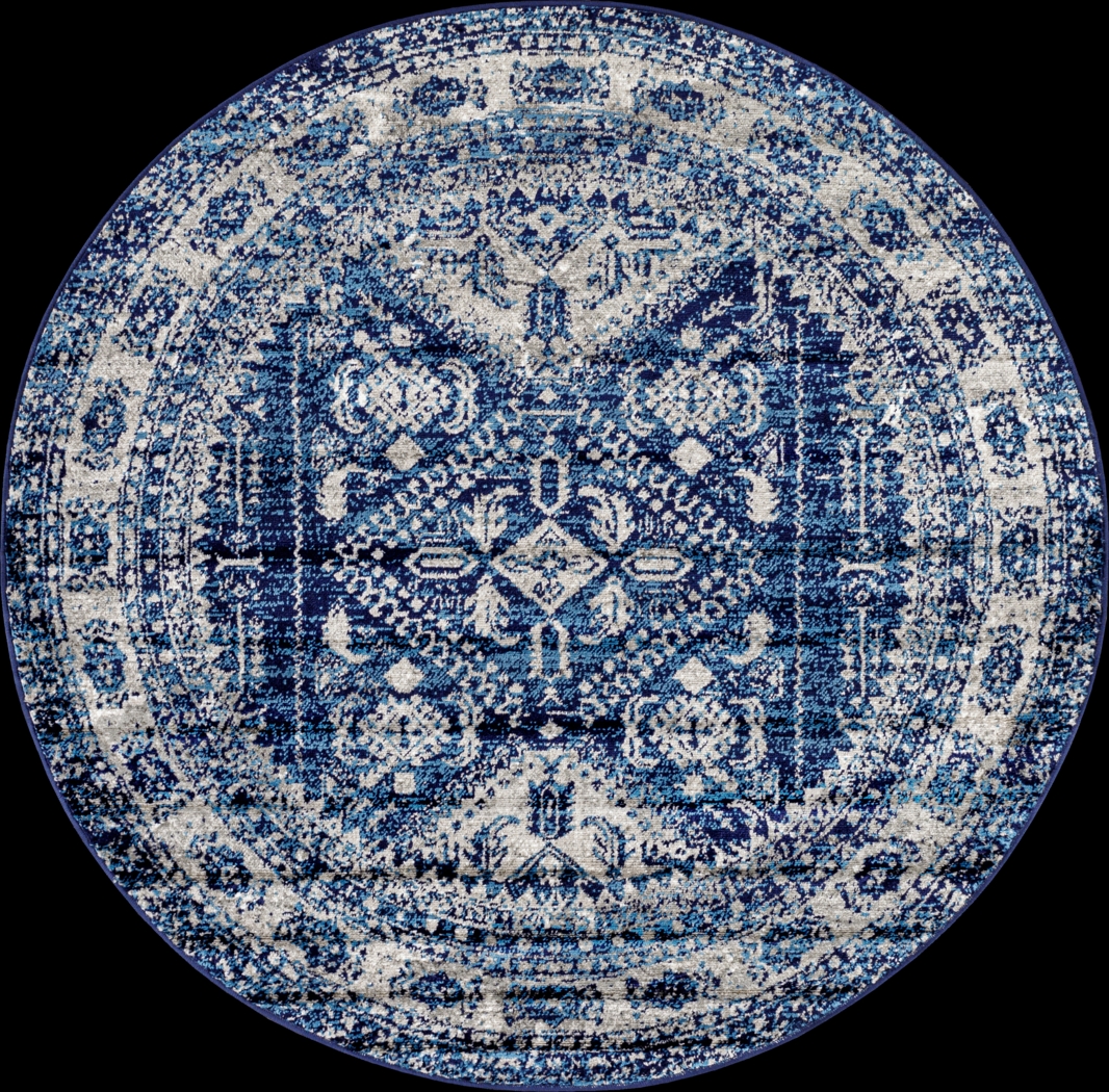 Transcom IV Navy 5'3 Round Rug - Thumbnail - Image 1