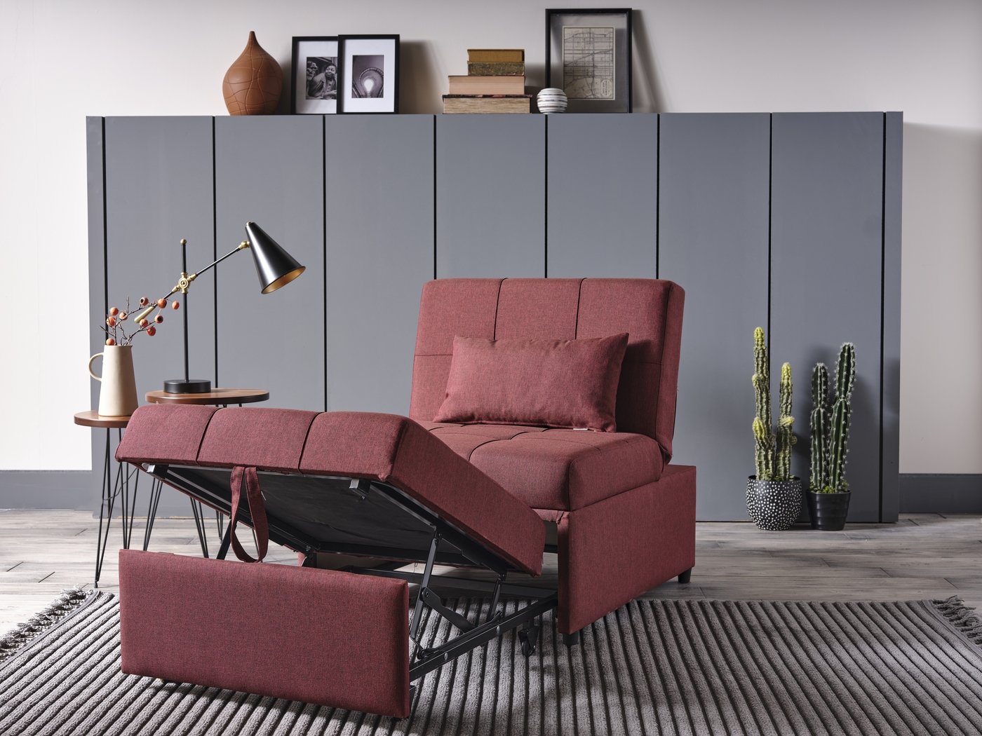 Traskwood Burgundy Sleeper Chair - Thumbnail - Image 14