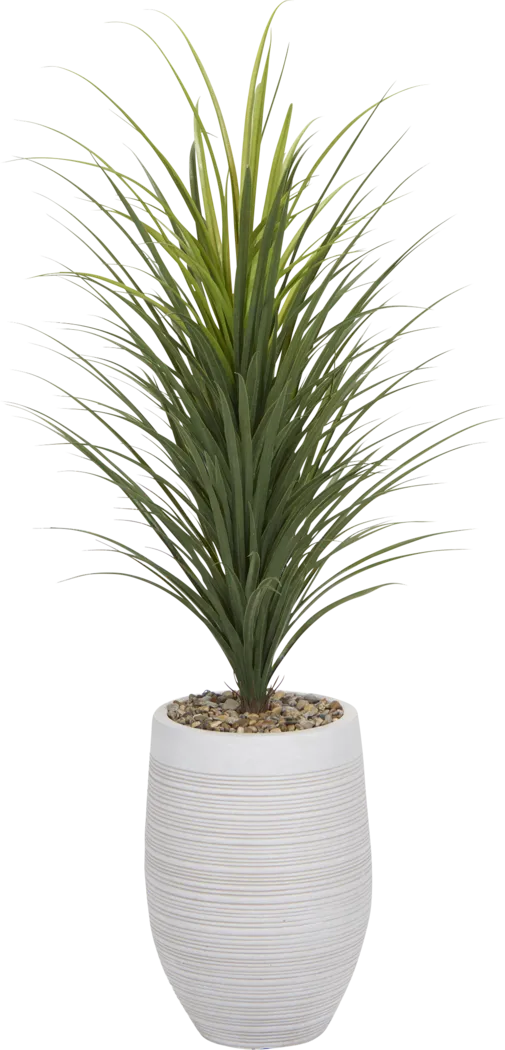 Travni Green 58 in. UV Artificial Grass in White Planter - Thumbnail - Image 1