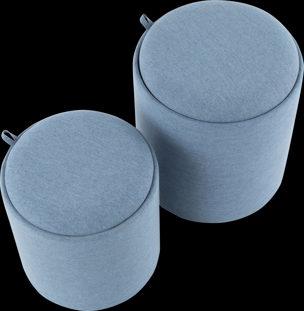 Traymore Blue Ottoman, Set of 2 - Thumbnail - Image 2