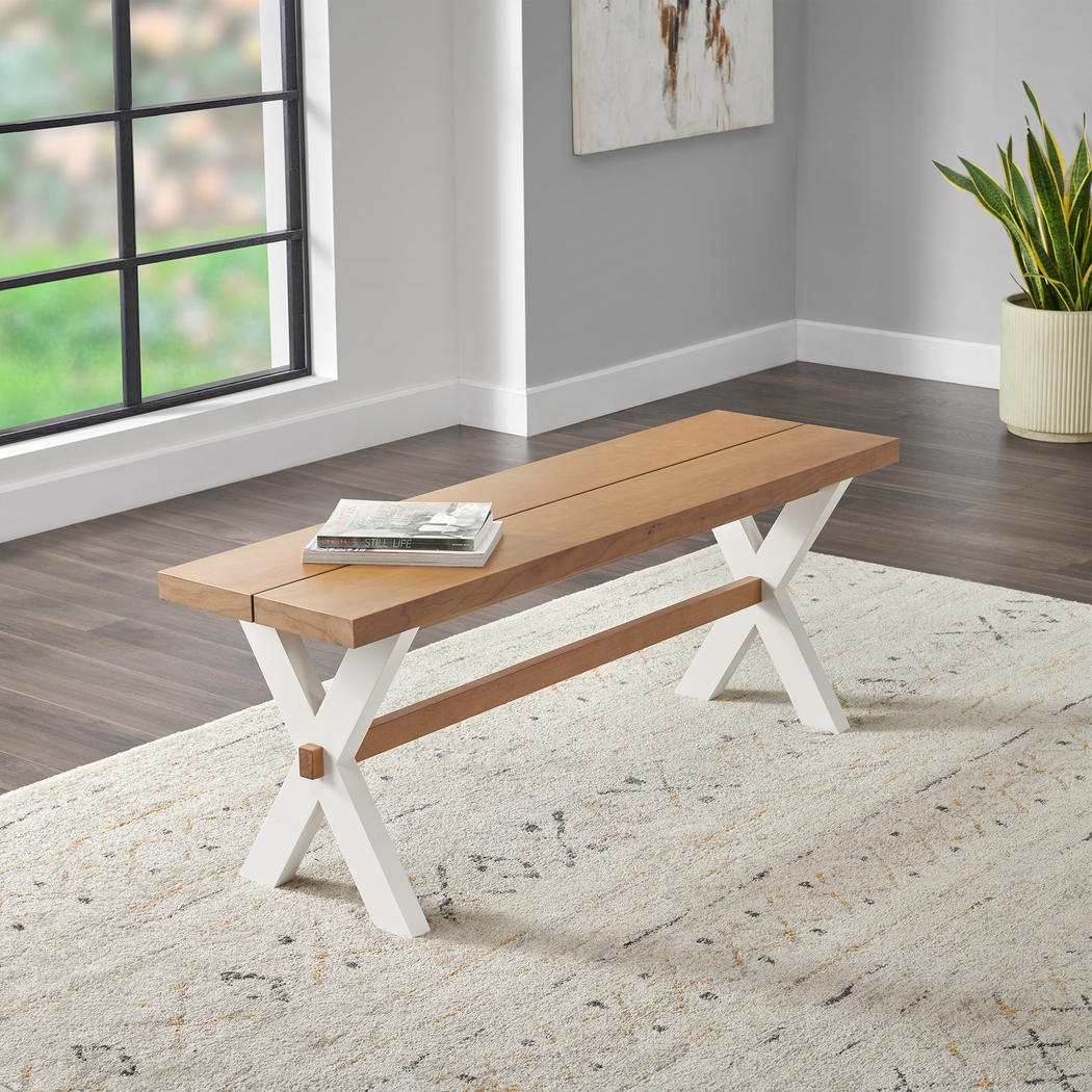 Trebruk White Dining Bench - Thumbnail - Image 2