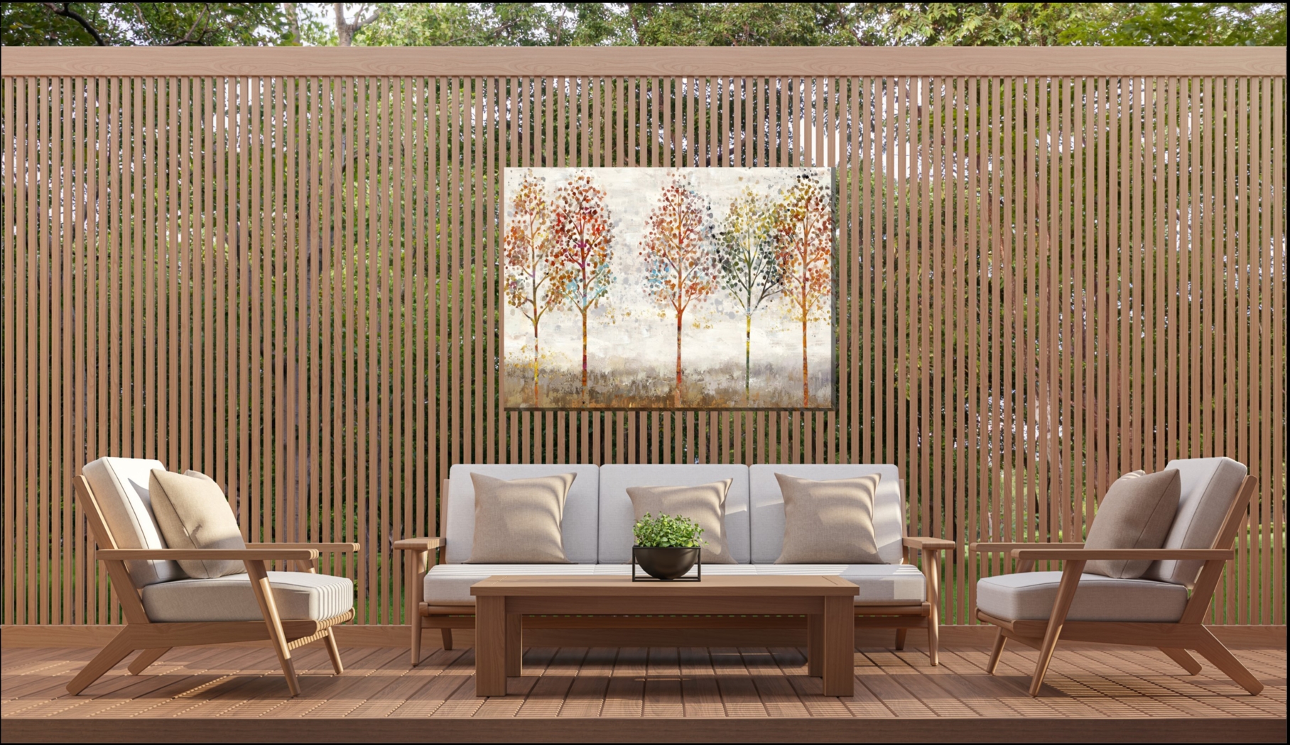 Tree Stand Beige Indoor/Outdoor Wall Art - Thumbnail - Image 2