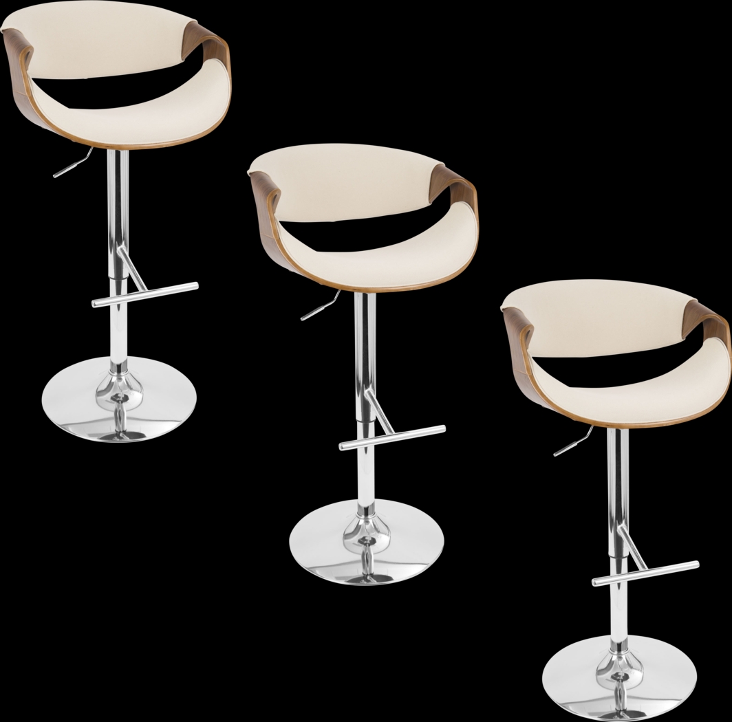 Trefore Cream Adjustable Swivel Barstool, Set of 3 - Thumbnail - Image 1