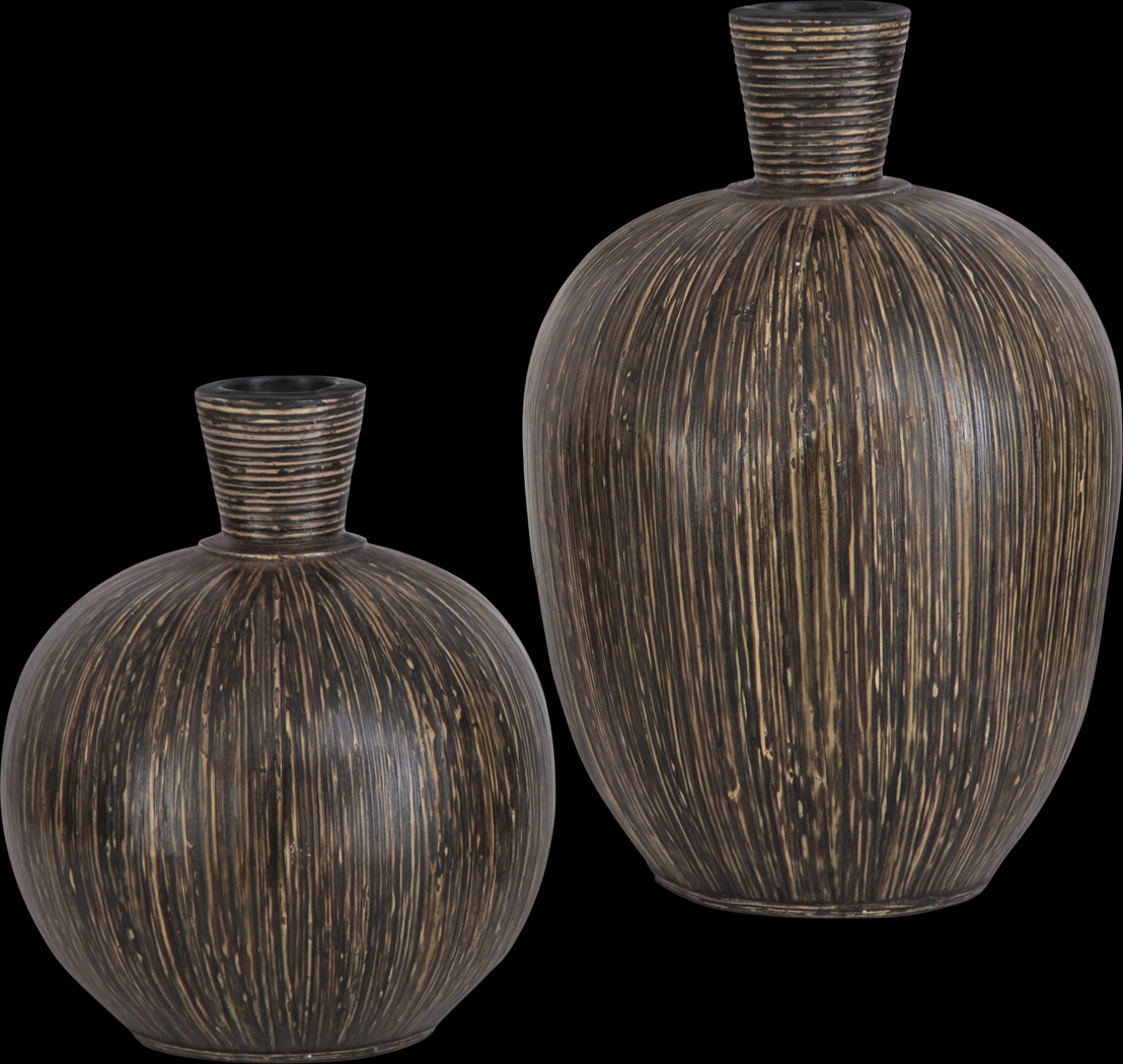 Trekor Brown Vase, Set of 2 - Thumbnail - Image 1