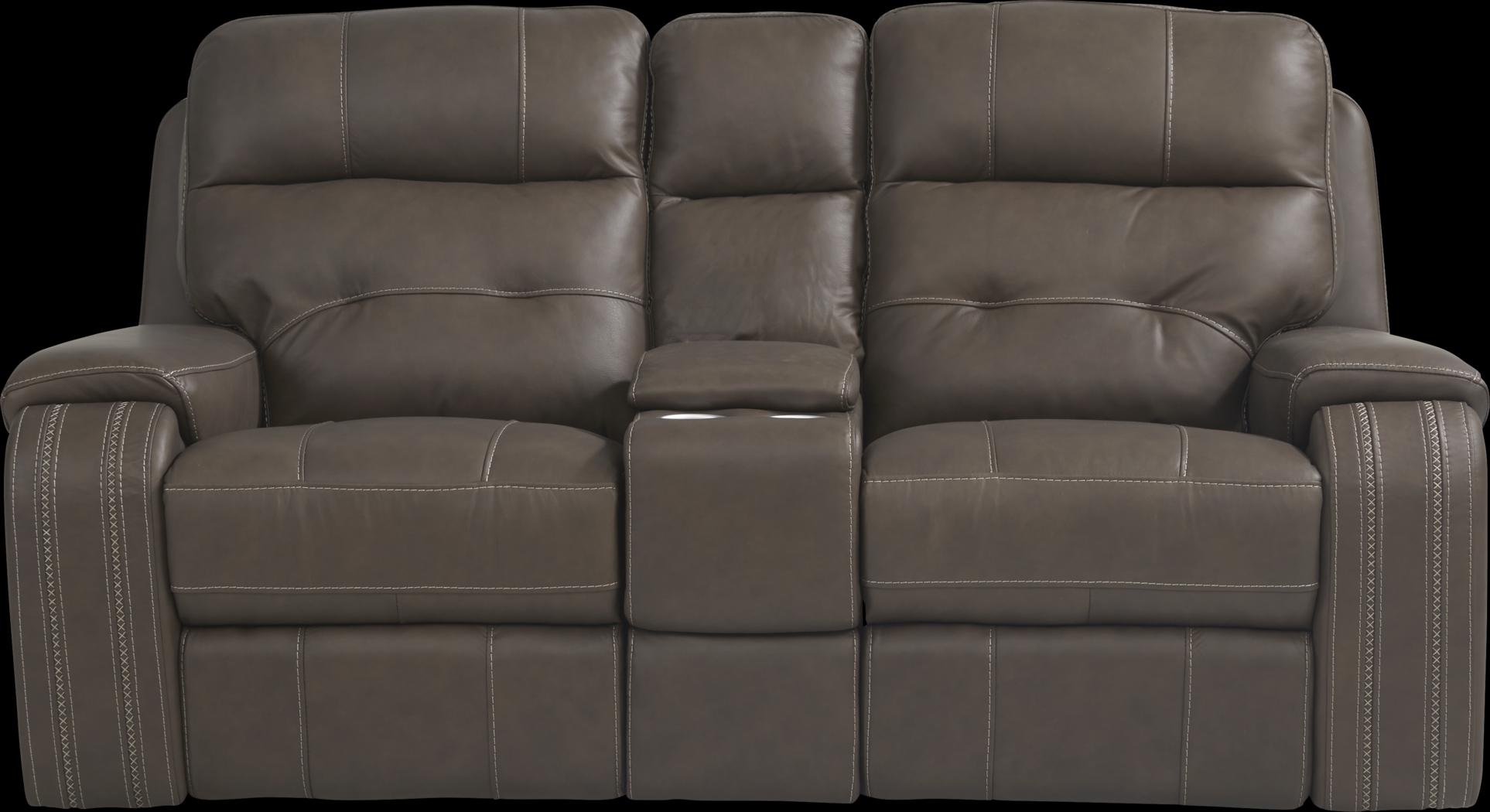Tremezzo Brown Leather Power Reclining Console Loveseat - Thumbnail - Image 1