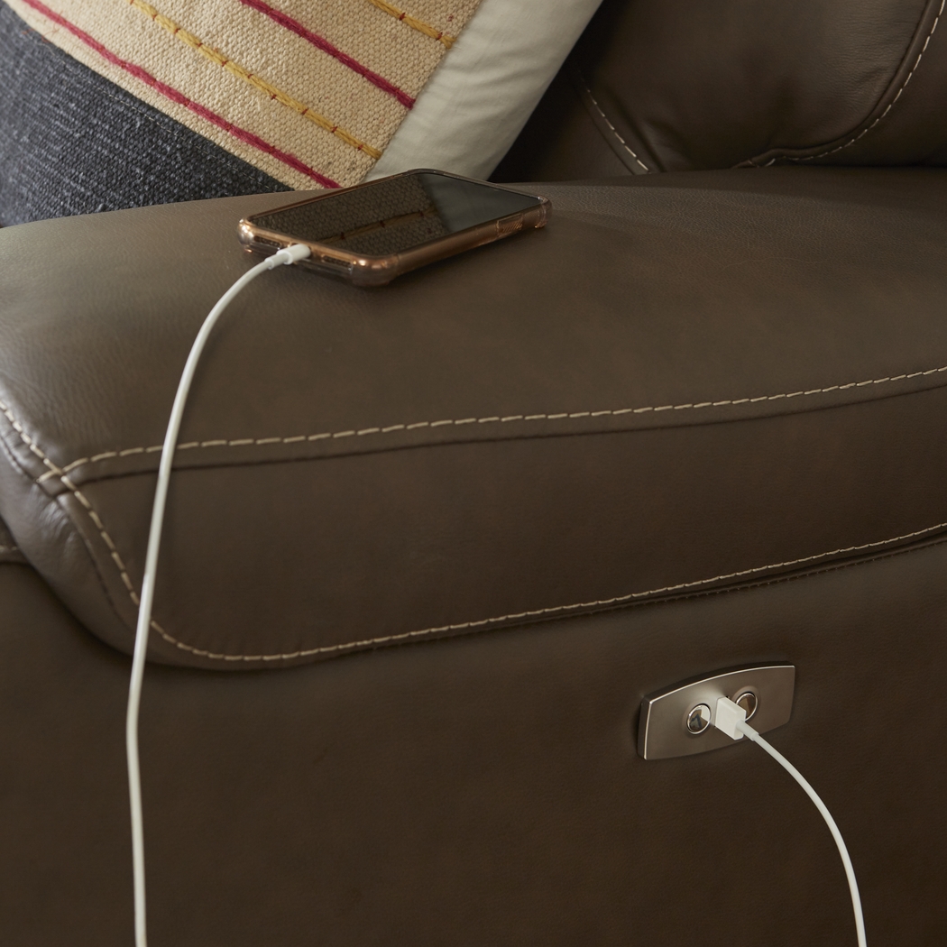 Tremezzo Brown Leather Power Reclining Sofa - Thumbnail - Image 3