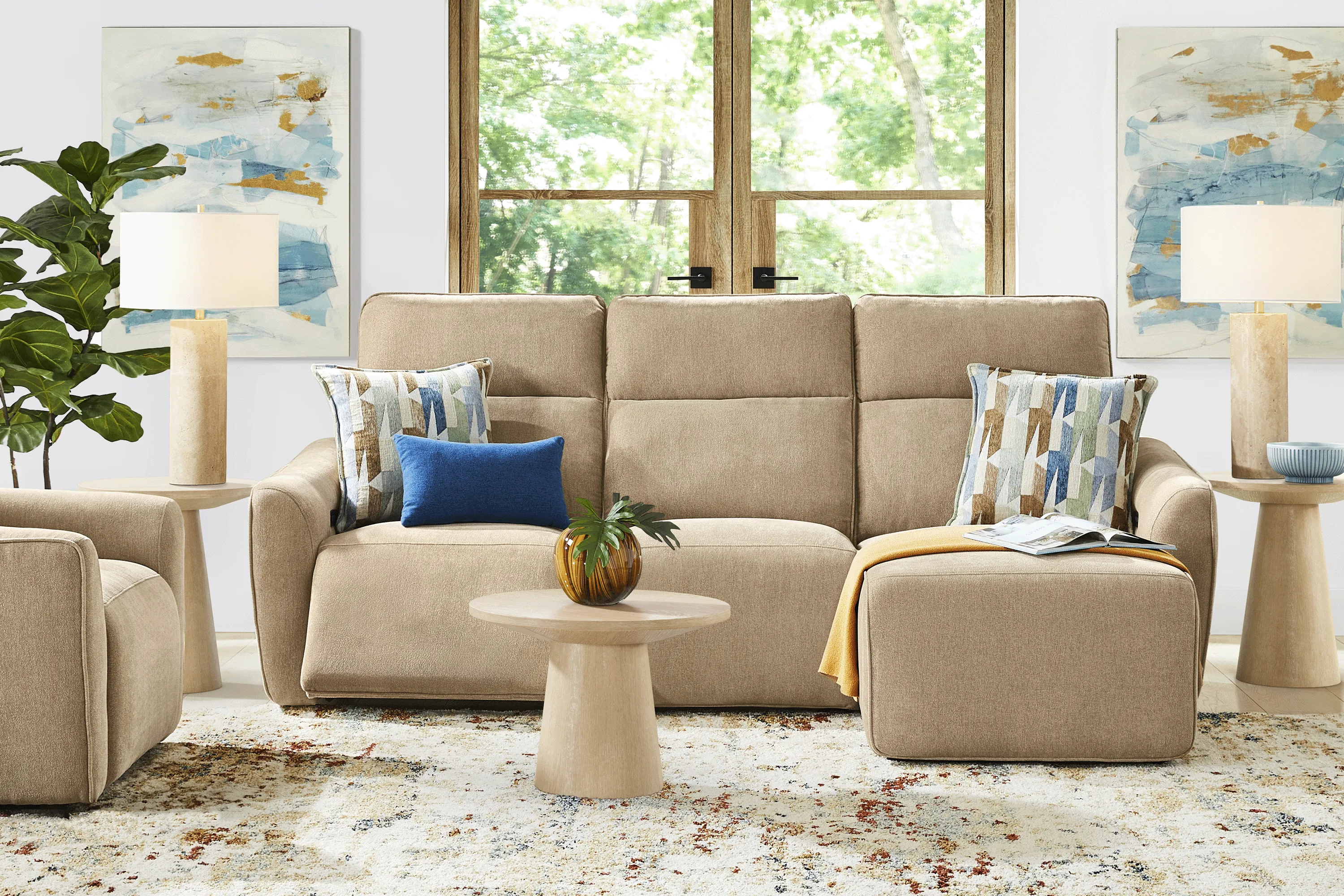 Tremont Sand 6 Pc Power Reclining Sectional Living Room - Thumbnail - Image 1