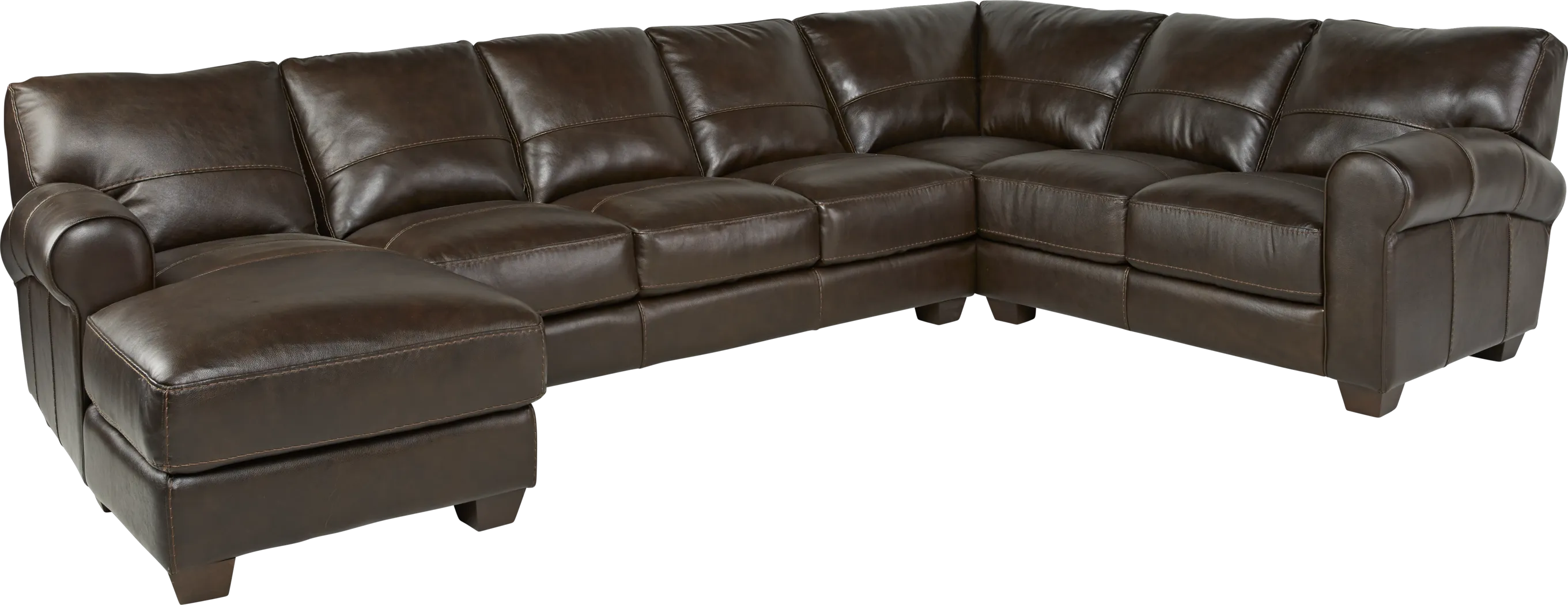 Trentino Brown Leather 3 Pc Sectional - Thumbnail - Image 1
