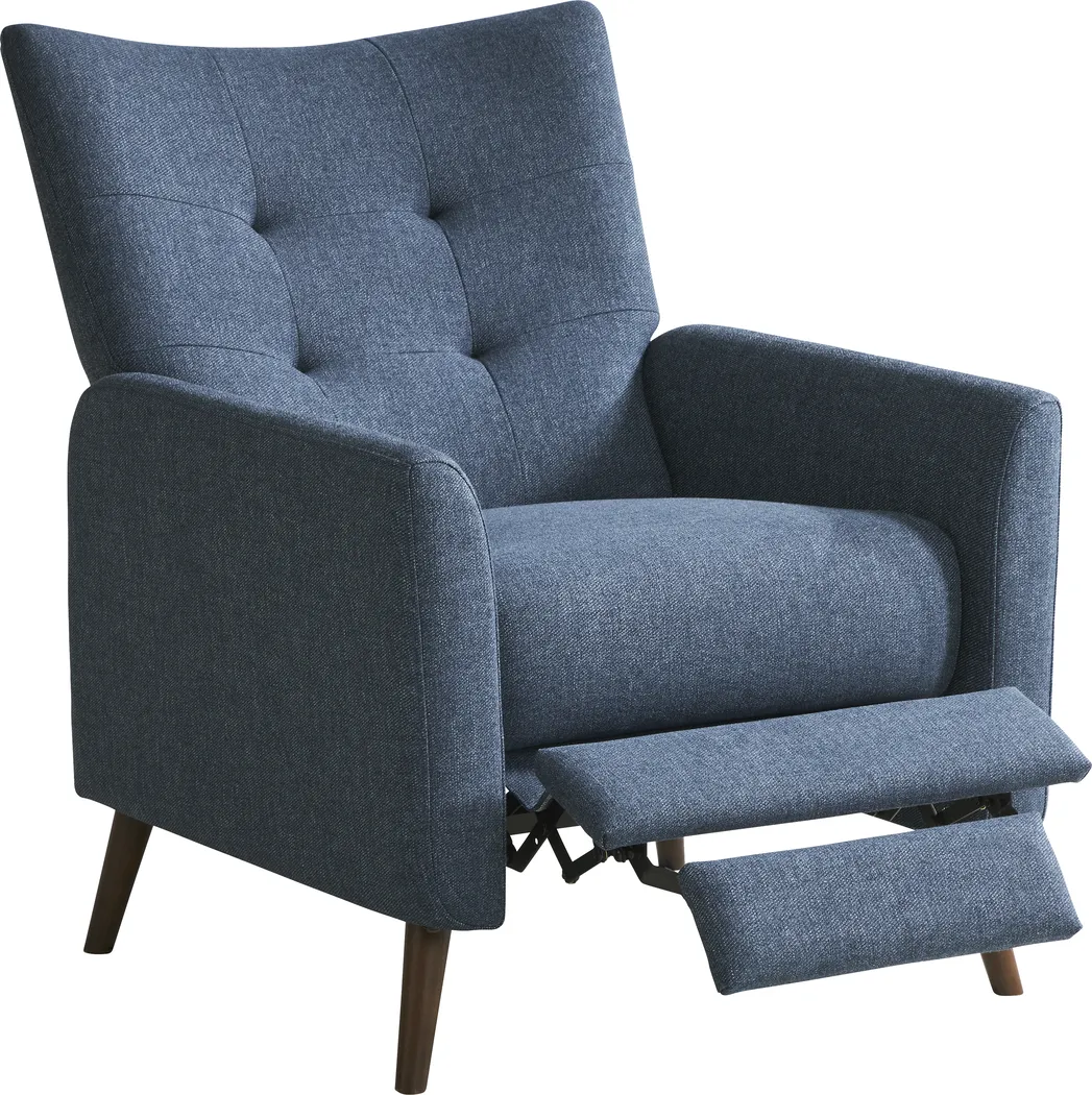 Tressa Lane Textured Blue Pushback Recliner - Thumbnail - Image 4