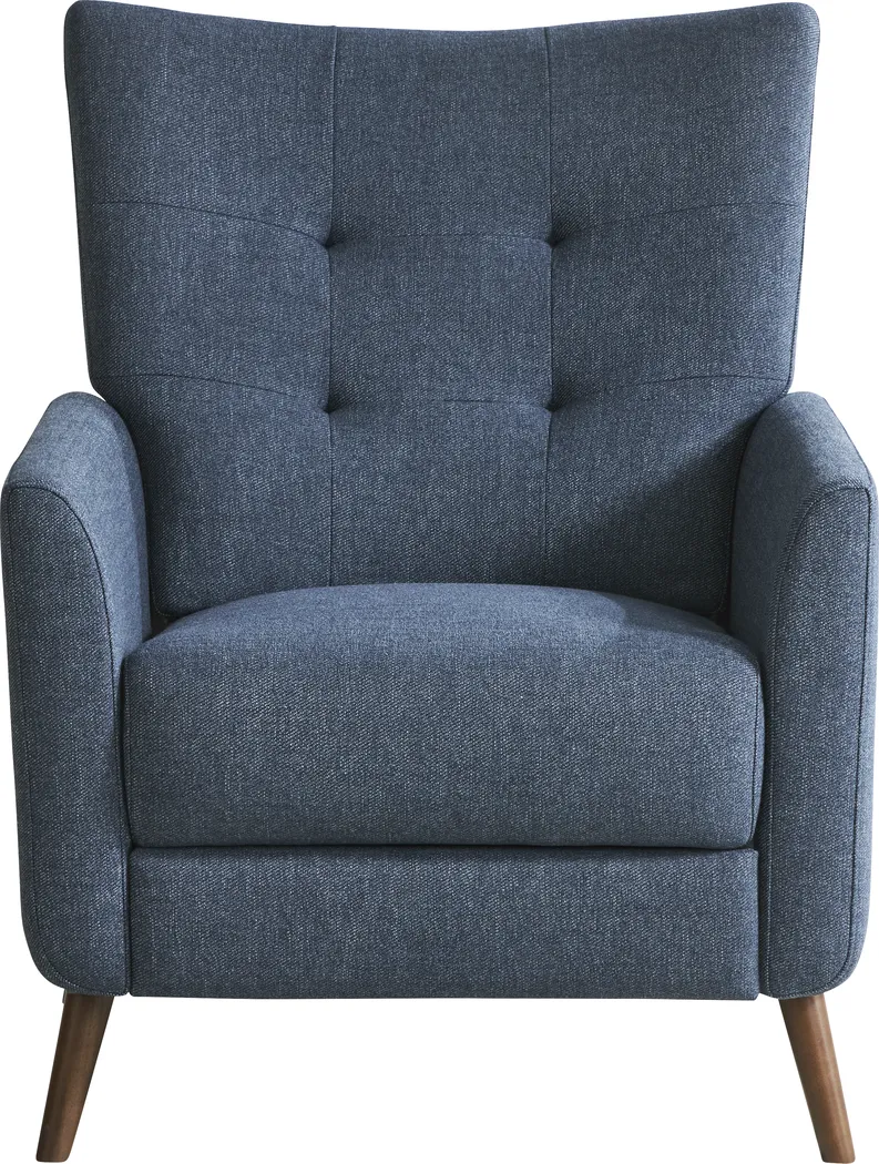 Tressa Lane Textured Blue Pushback Recliner - Thumbnail - Image 1