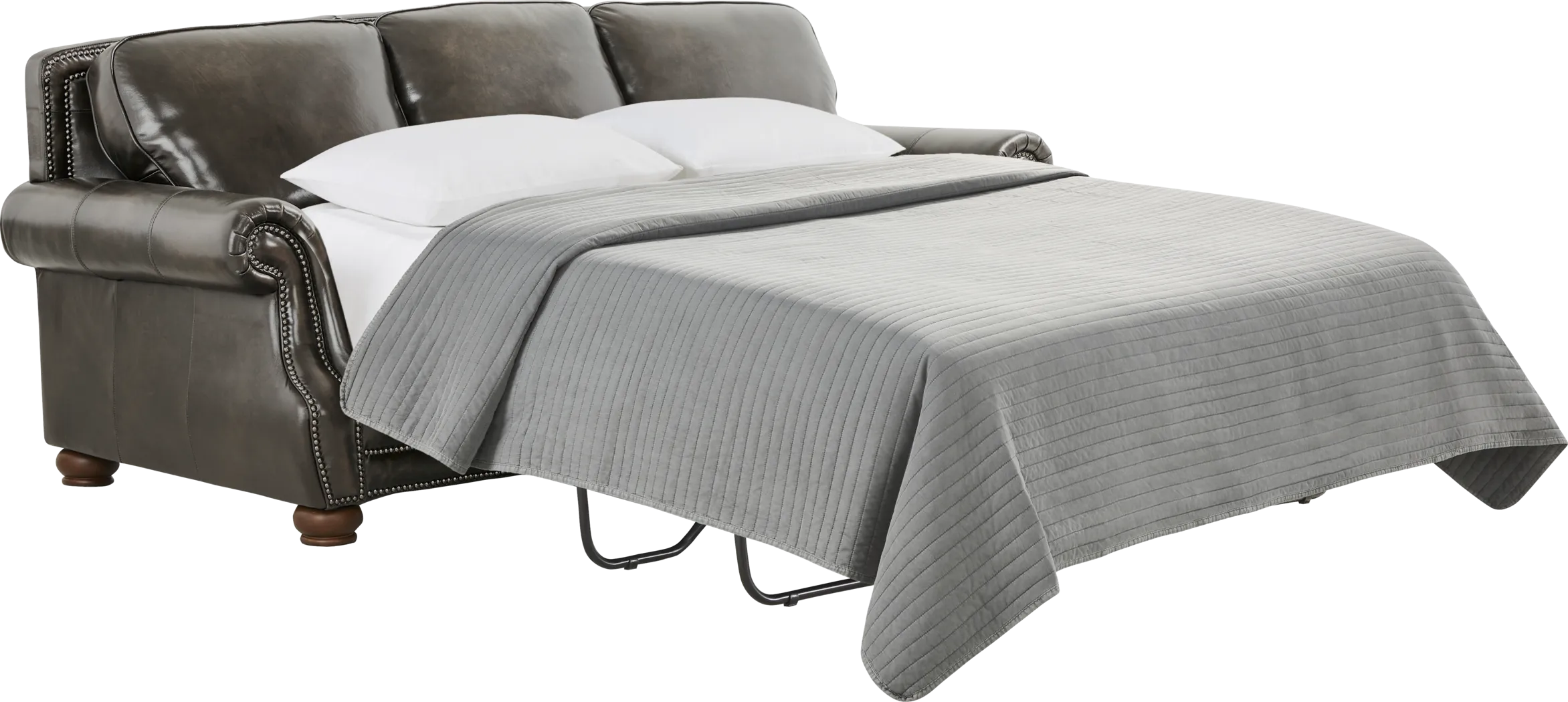 Trevaro Gray Leather Gel Foam Sleeper Sofa - Thumbnail - Image 3