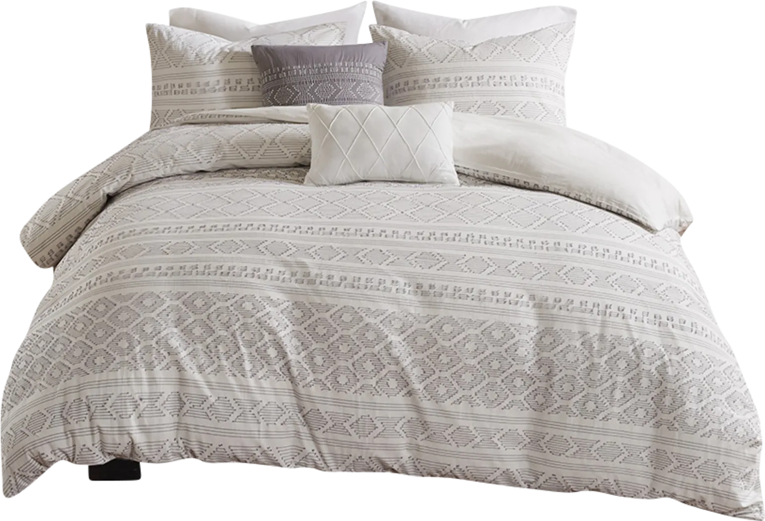 Treves White Gray 5 Pc Full/Queen Duvet Set - Thumbnail - Image 2