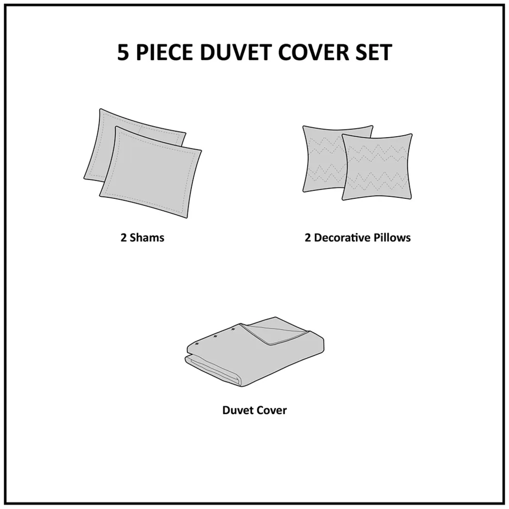 Treves White Gray 5 Pc Full/Queen Duvet Set - Thumbnail - Image 13