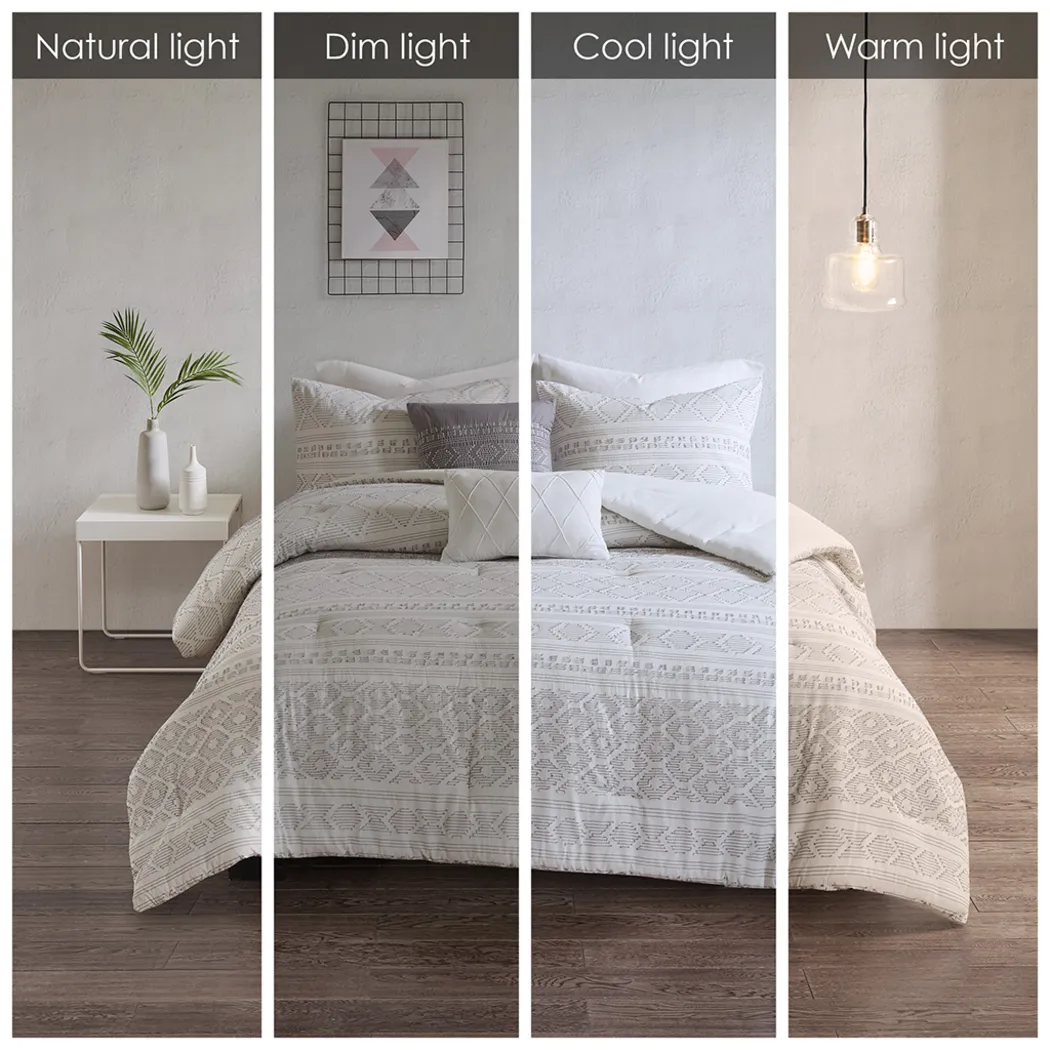 Treves White Gray 5 Pc Full/Queen Duvet Set - Thumbnail - Image 15