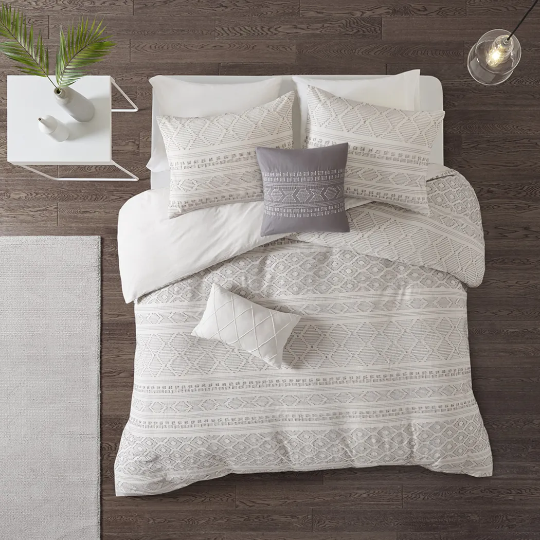 Treves White Gray 5 Pc Full/Queen Duvet Set - Thumbnail - Image 16