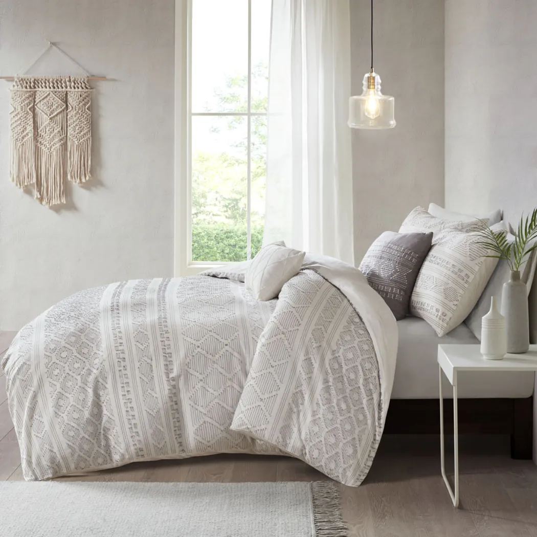 Treves White Gray 5 Pc Full/Queen Duvet Set - Thumbnail - Image 17