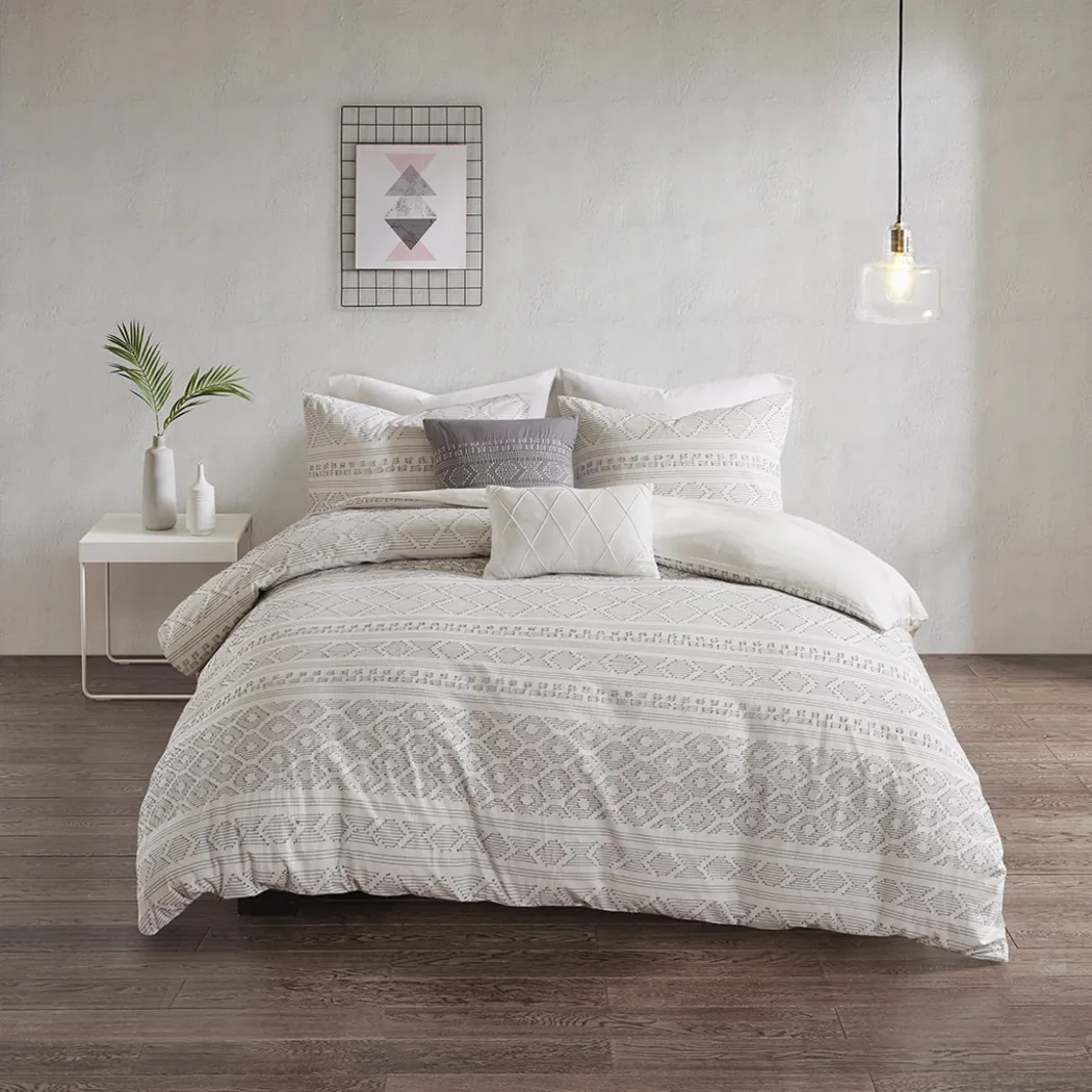 Treves White Gray 5 Pc Full/Queen Duvet Set - Thumbnail - Image 18