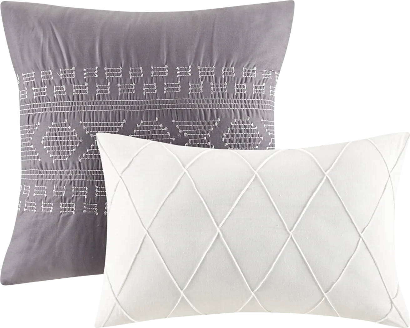 Treves White Gray 5 Pc Full/Queen Duvet Set - Thumbnail - Image 3