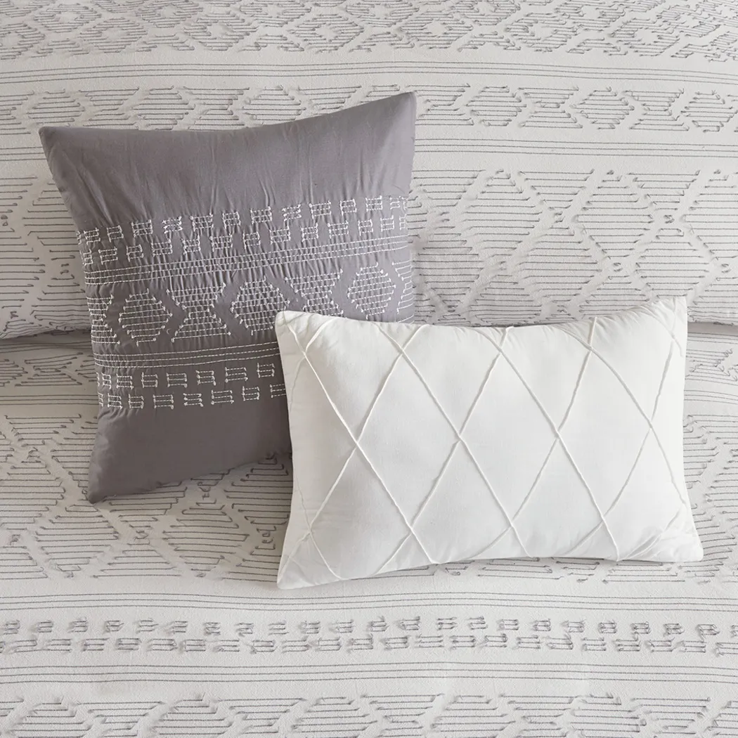 Treves White Gray 5 Pc Full/Queen Duvet Set - Thumbnail - Image 7