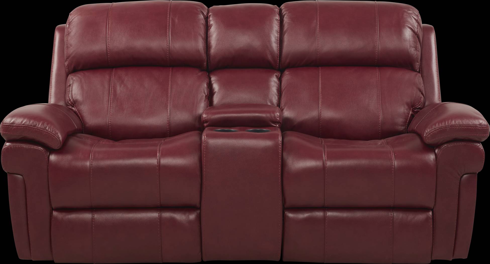 Trevino Burgundy Leather Dual Power Reclining Console Loveseat - Thumbnail - Image 2