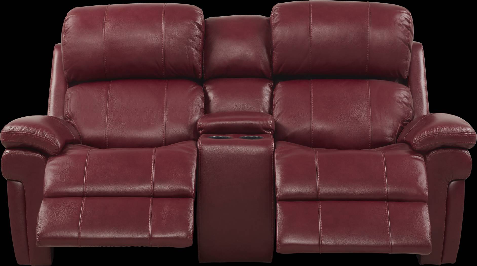 Trevino Burgundy Leather Dual Power Reclining Console Loveseat - Thumbnail - Image 1