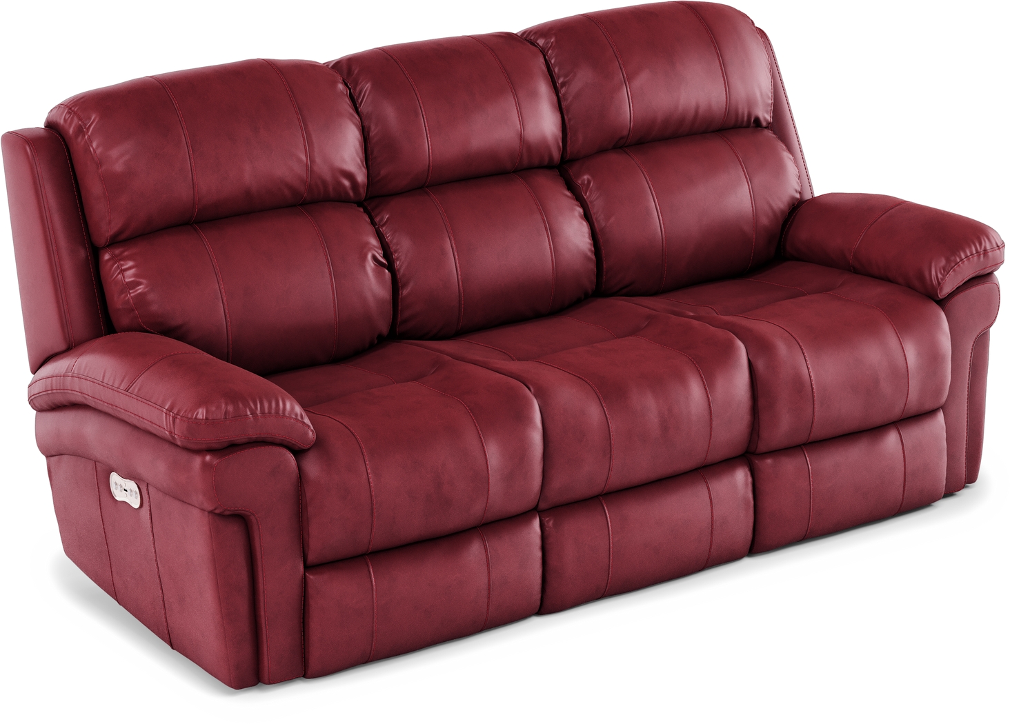 Trevino Burgundy Leather Dual Power Reclining Sofa - Thumbnail - Image 3