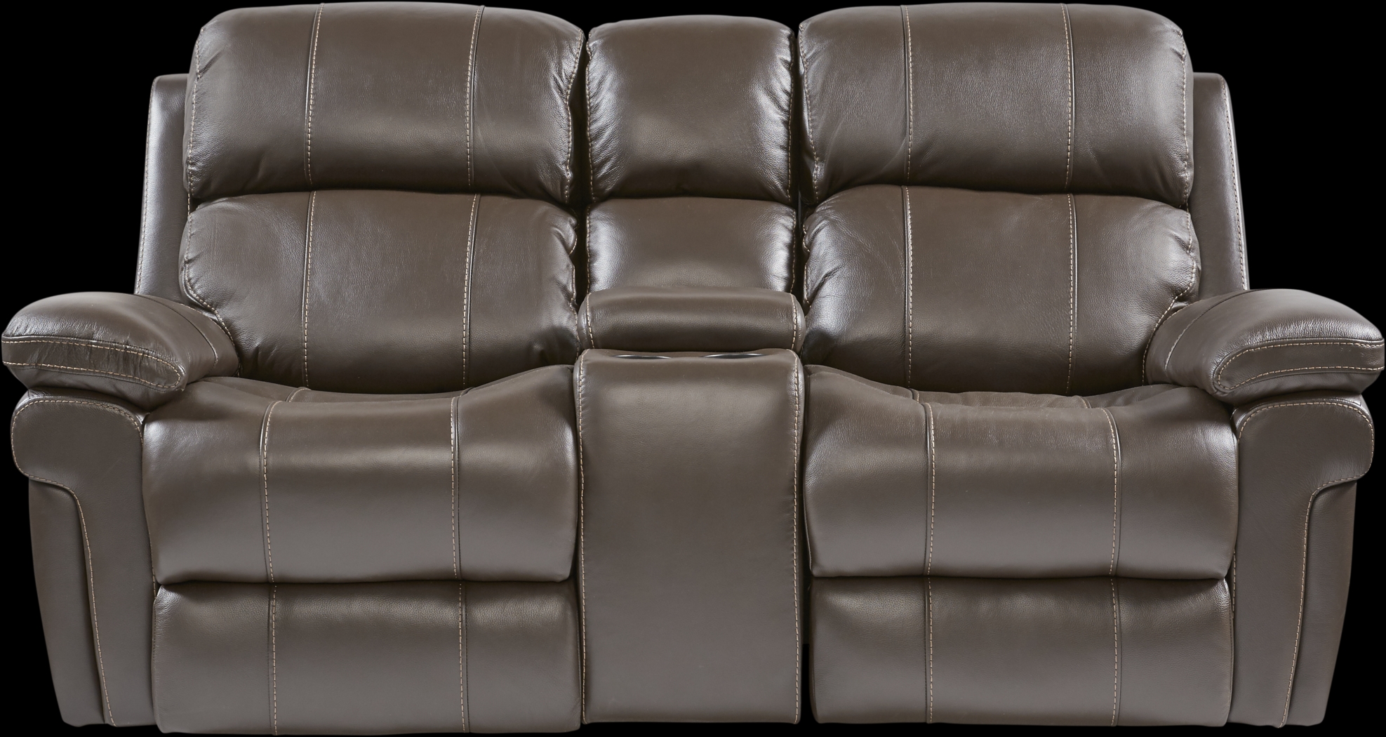 Trevino Chocolate Leather Dual Power Reclining Console Loveseat - Thumbnail - Image 1