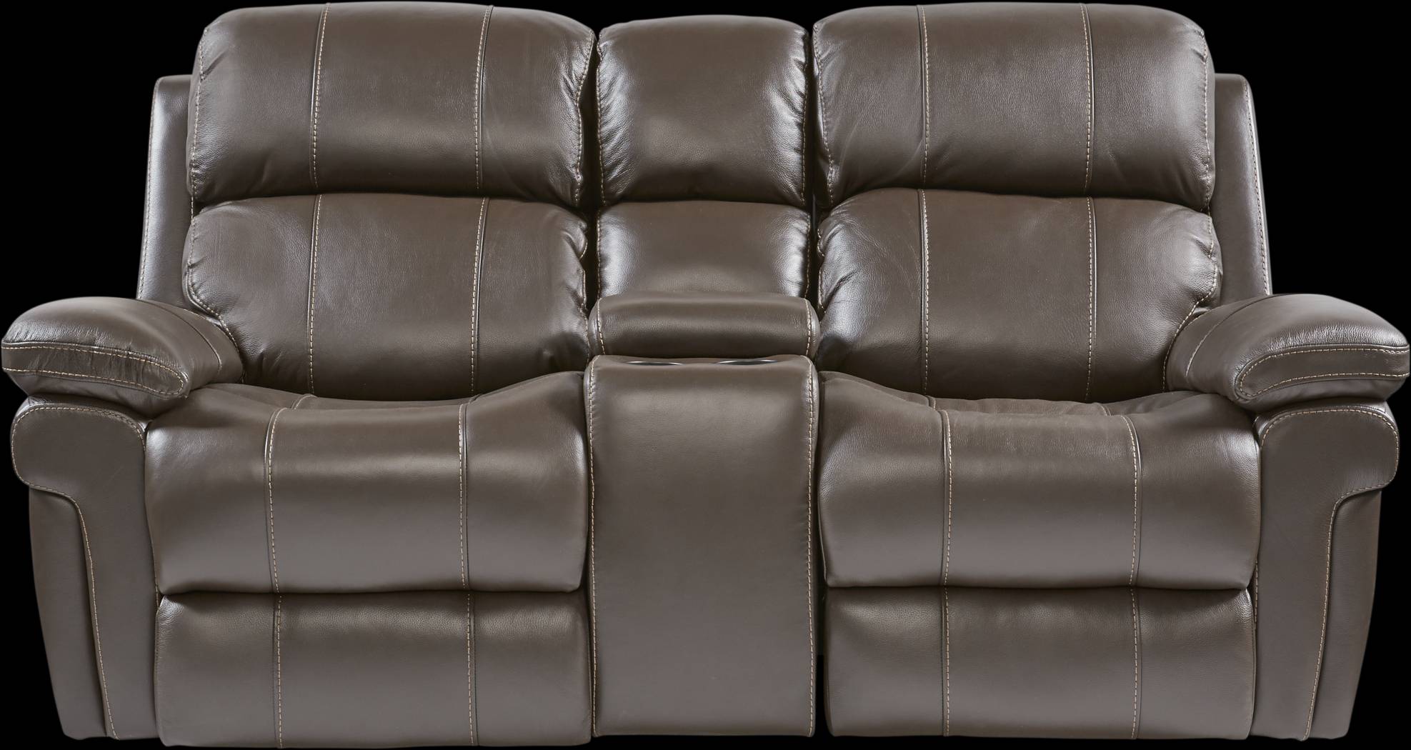 Trevino Chocolate Leather Dual Power Reclining Console Loveseat - Thumbnail - Image 2