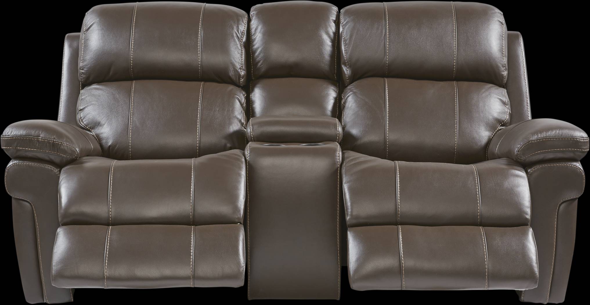 Trevino Chocolate Leather Dual Power Reclining Console Loveseat - Thumbnail - Image 1