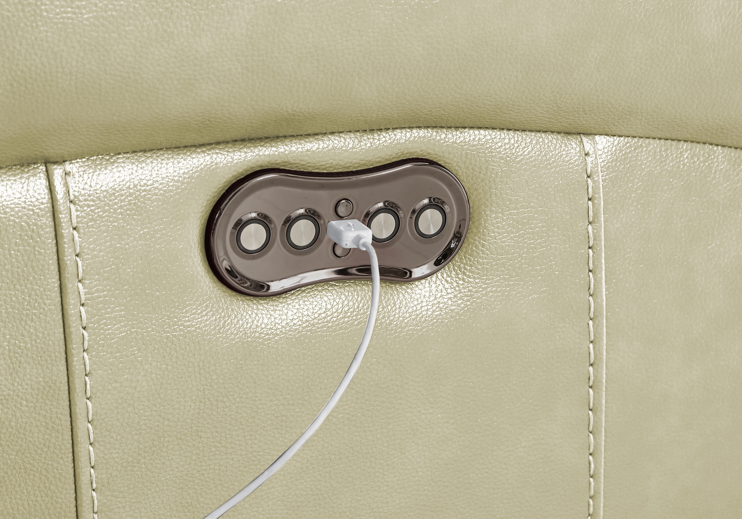 Trevino Cream Leather Dual Power Recliner - Thumbnail - Image 3