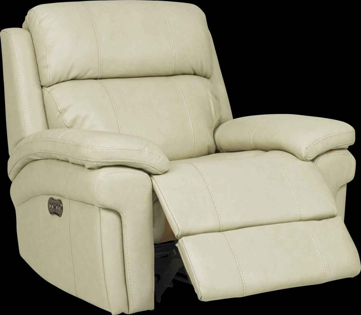 Trevino Cream Leather Dual Power Recliner - Thumbnail - Image 1