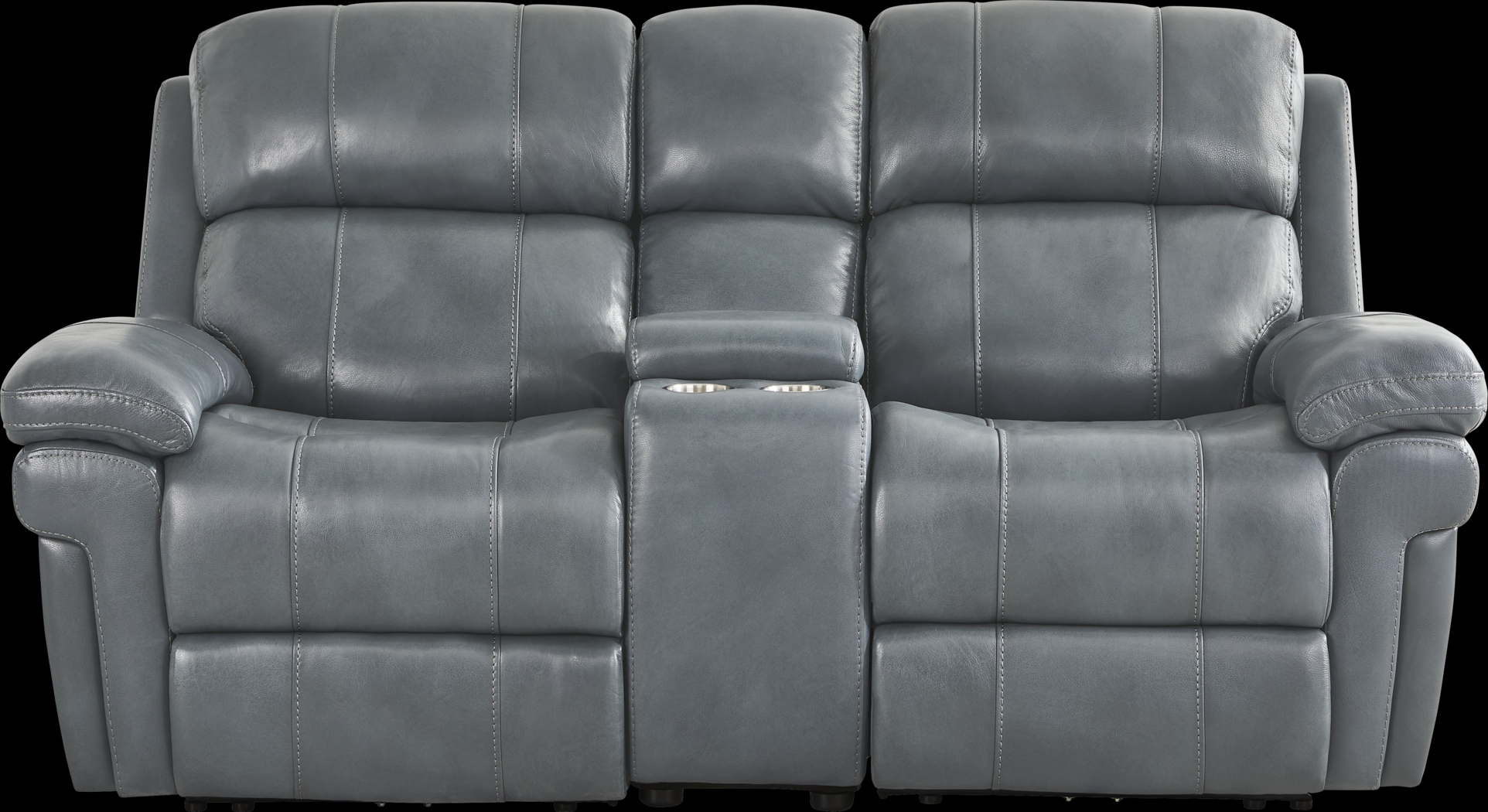 Trevino Lane Blue Leather Dual Power Reclining Console Loveseat - Thumbnail - Image 2