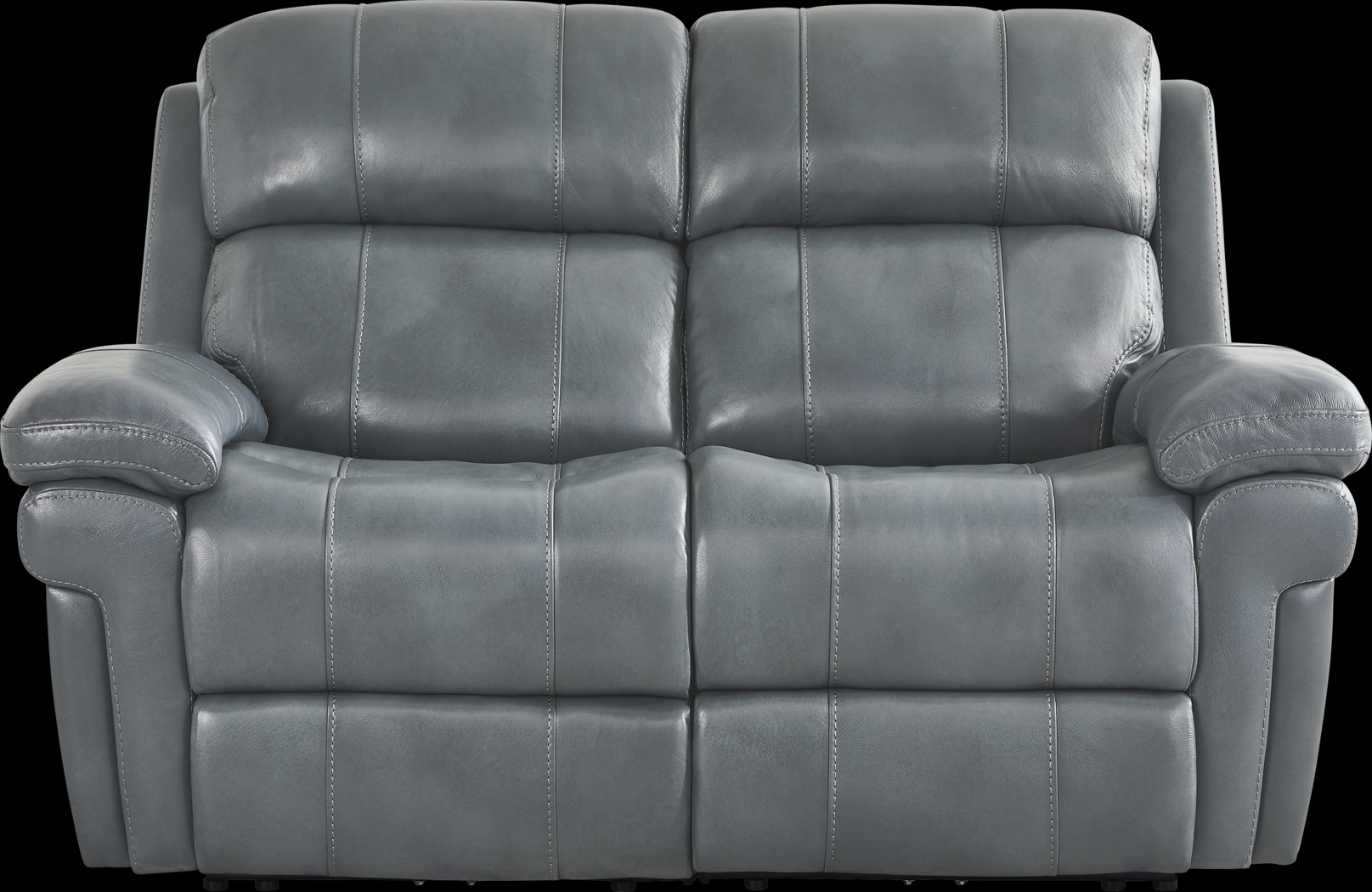 Trevino Lane Blue Leather Dual Power Reclining Loveseat - Thumbnail - Image 2