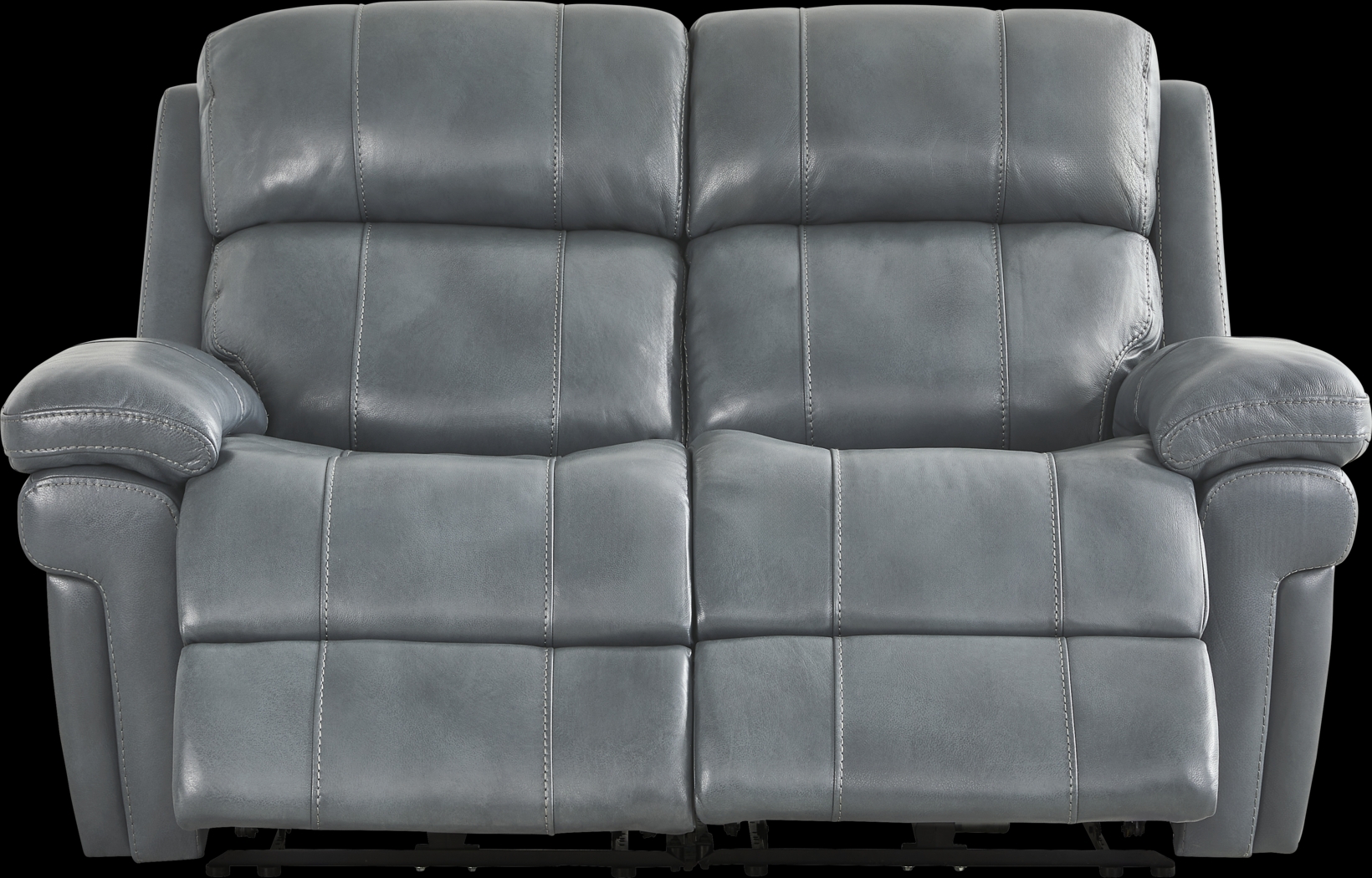 Trevino Lane Blue Leather Dual Power Reclining Loveseat - Thumbnail - Image 1