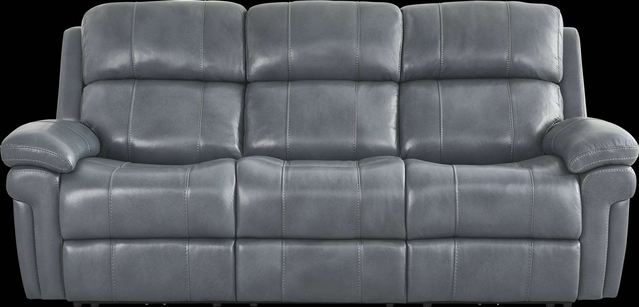 Trevino Lane Blue Leather Dual Power Reclining Sofa - Thumbnail - Image 2