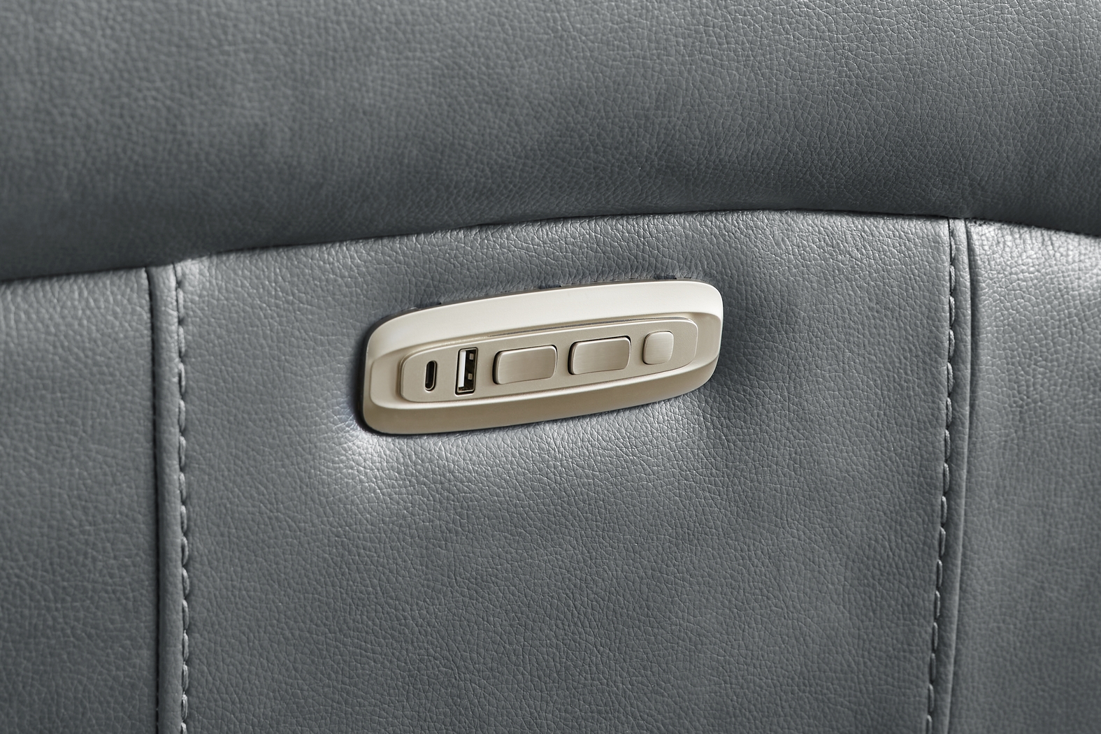 Trevino Lane Blue Leather Dual Power Reclining Sofa - Thumbnail - Image 4