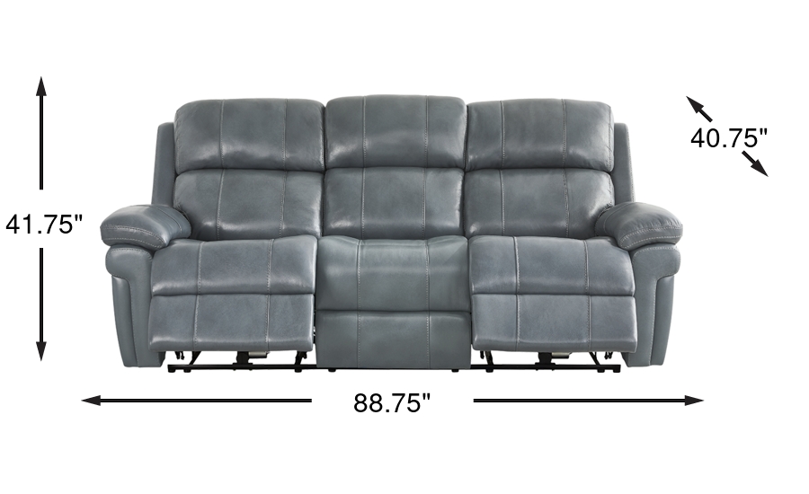Trevino Lane Blue Leather Dual Power Reclining Sofa | Rooms to Go
