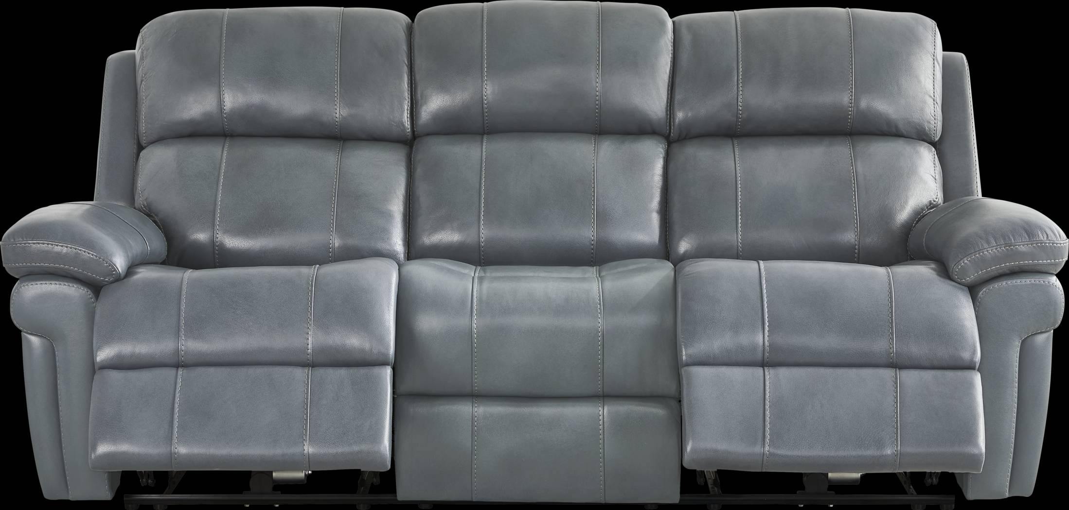 Trevino Lane Blue Leather Dual Power Reclining Sofa - Thumbnail - Image 1