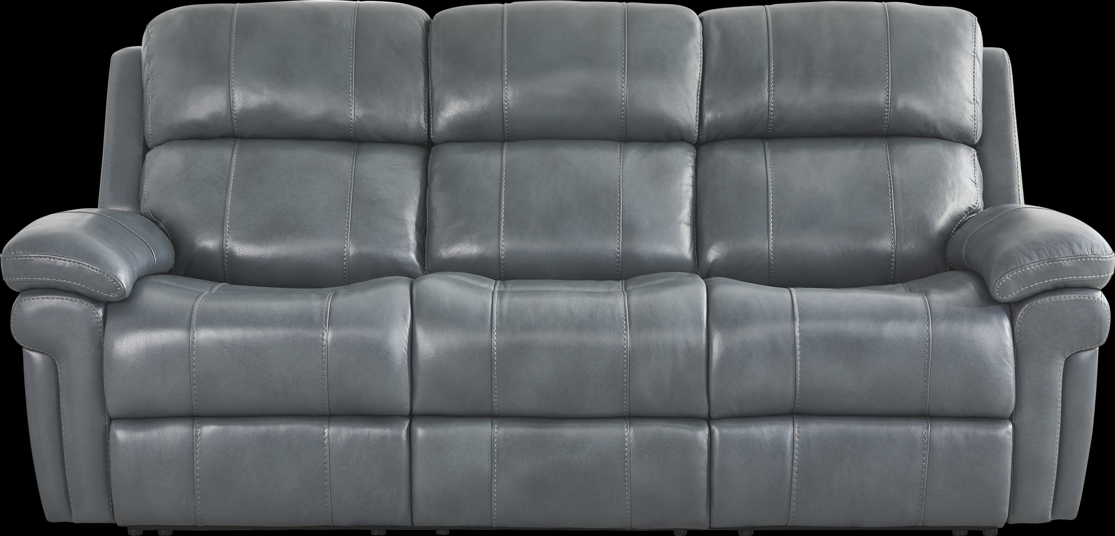 Trevino Lane Blue Leather Reclining Sofa - Thumbnail - Image 3