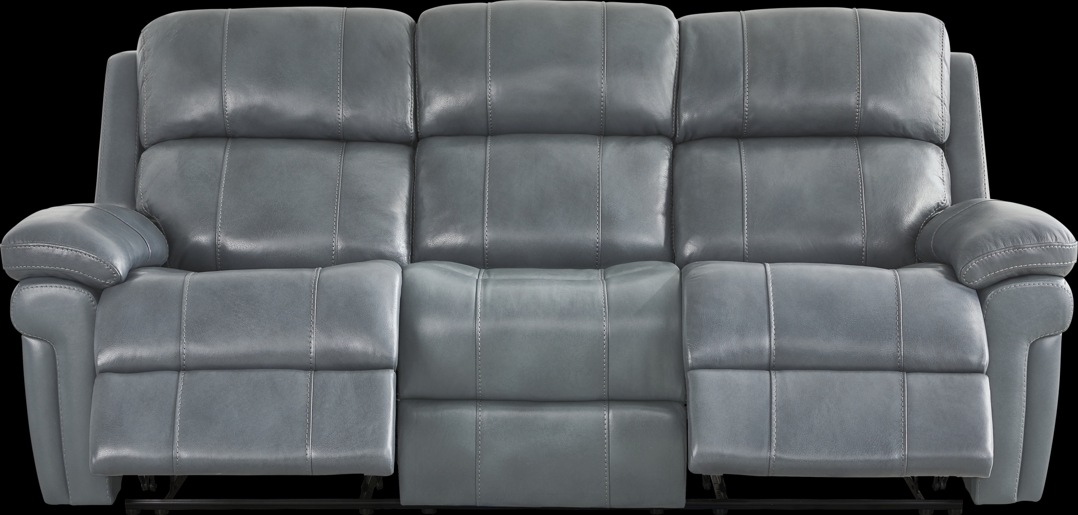 Trevino Lane Blue Leather Reclining Sofa - Thumbnail - Image 1