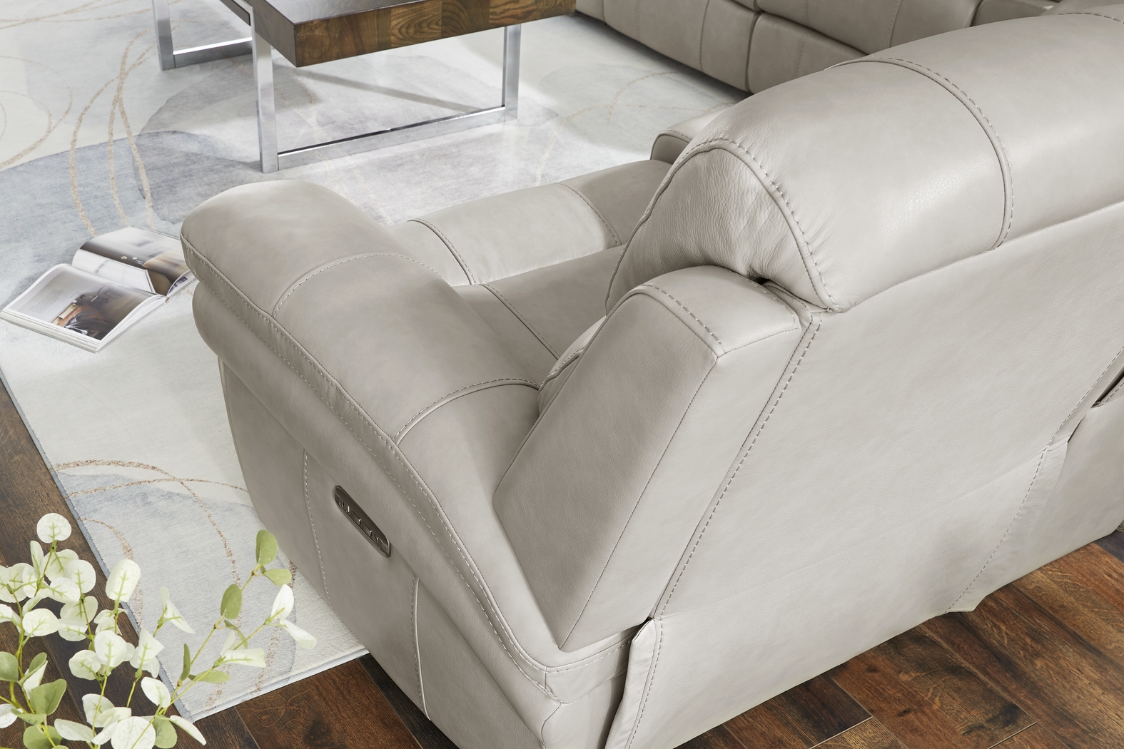 Trevino Lane Gray Leather 8 Pc Dual Power Reclining Living Room with Reclining Sofa - Thumbnail - Image 5