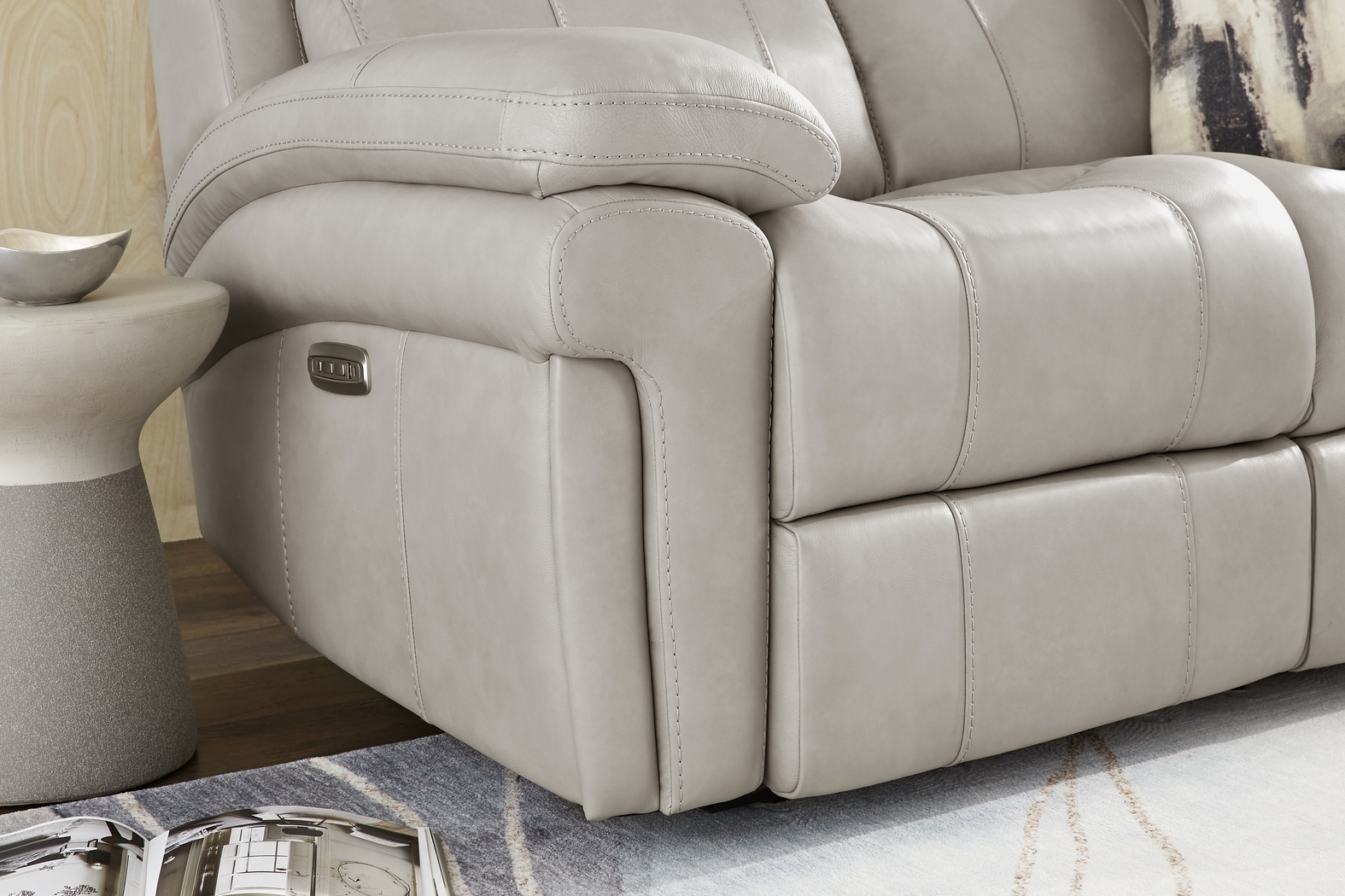 Trevino Lane Gray Leather Dual Power Reclining Sofa - Thumbnail - Image 3