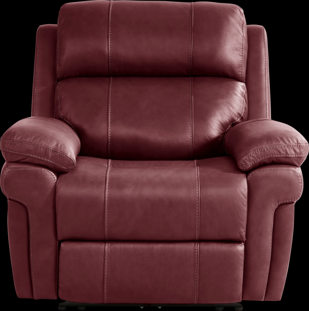 Trevino Place Burgundy Leather Dual Power Recliner - Thumbnail - Image 3